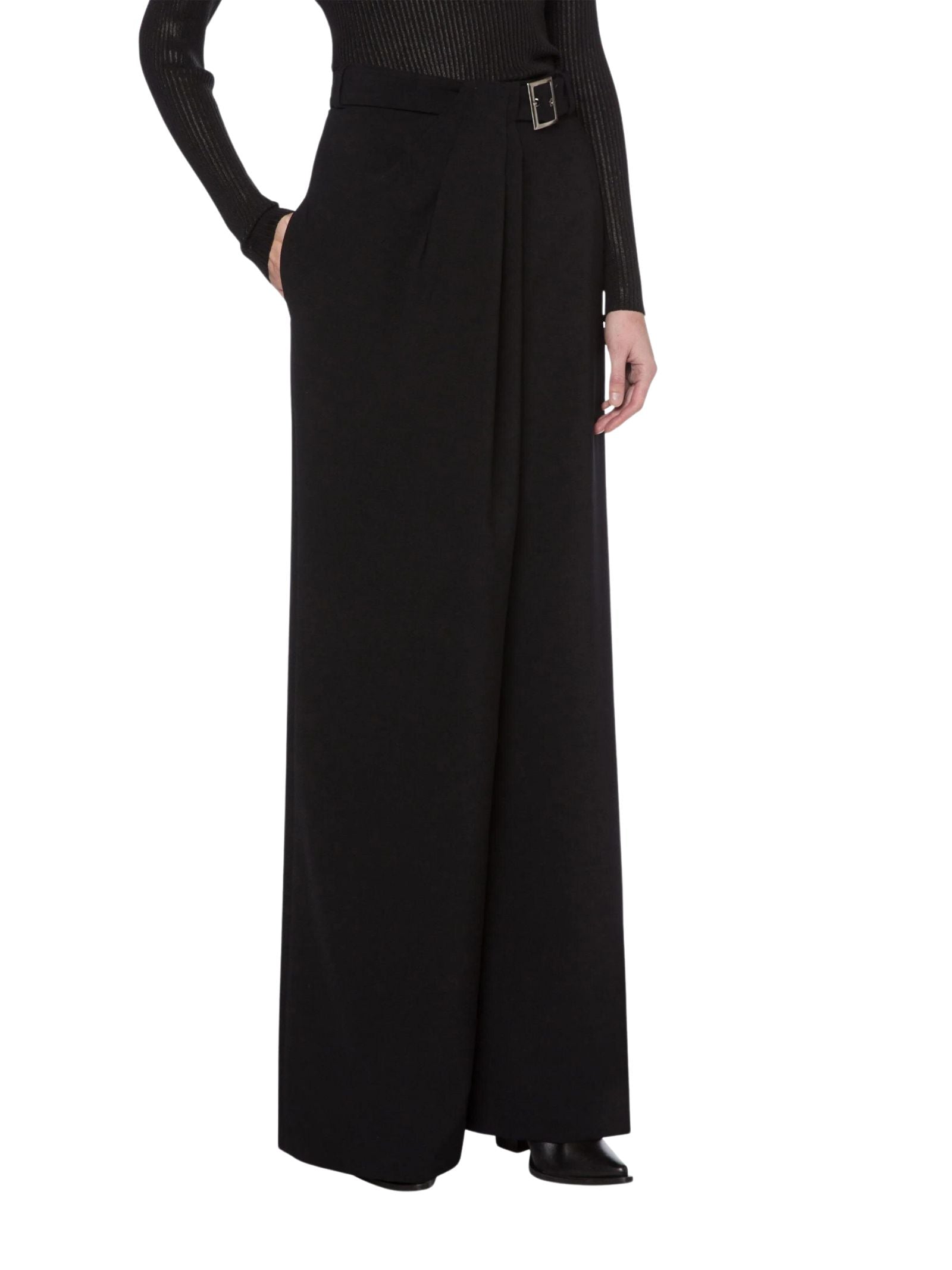 ALBERTA FERRETTI Wide-Leg Trousers with Belted Waist - Fall Winter 2025