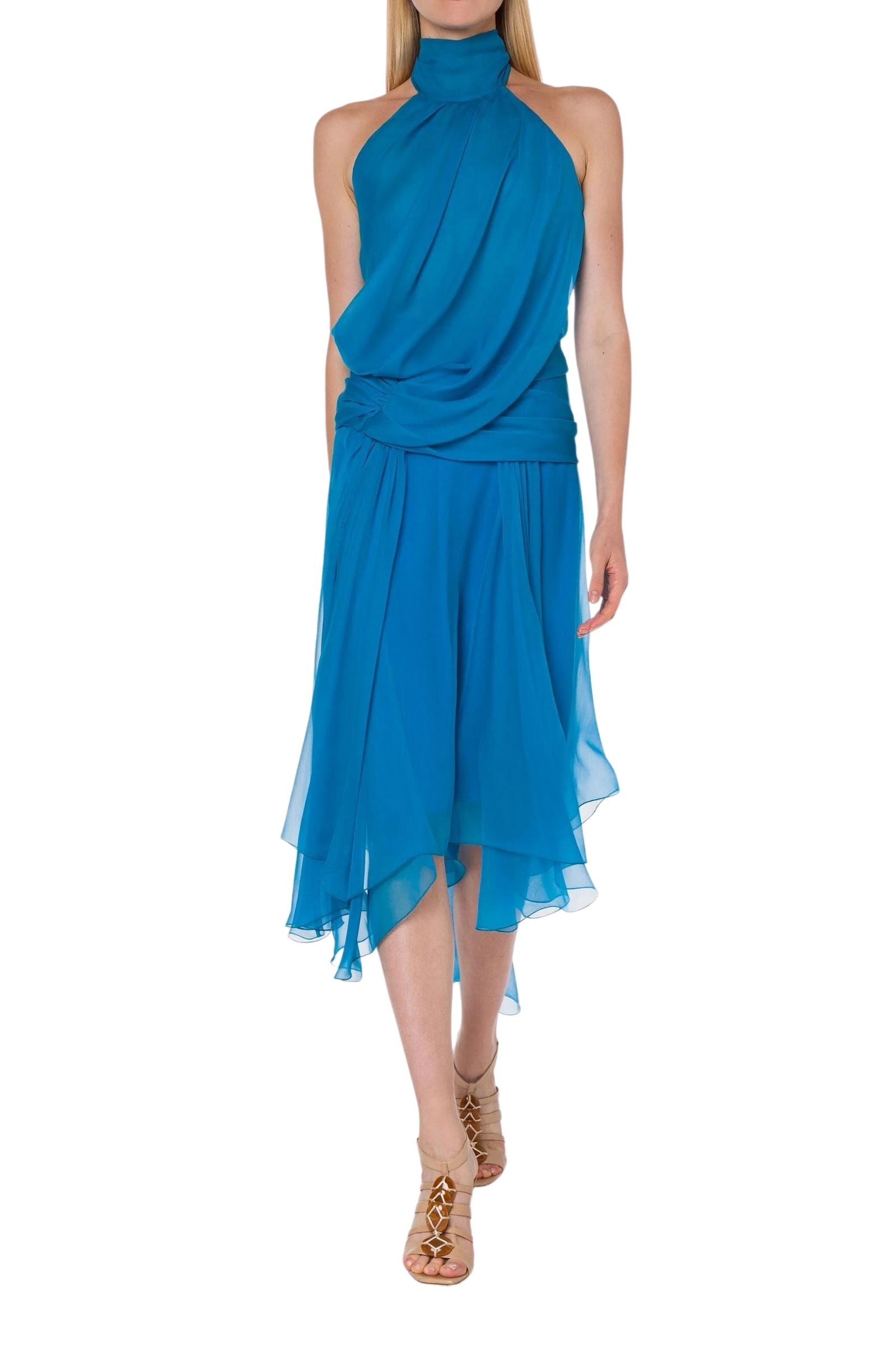 ALBERTA FERRETTI Ethereal Flowing Dress with V-Cut Back