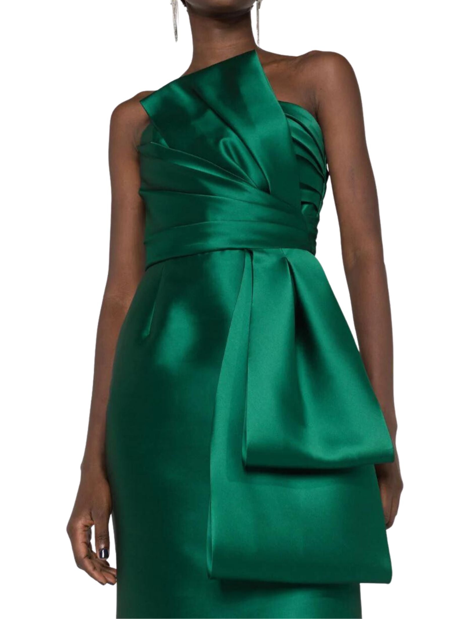 ALBERTA FERRETTI Elegant Midi Dress with Bustier Design and Maxi Bow Detail