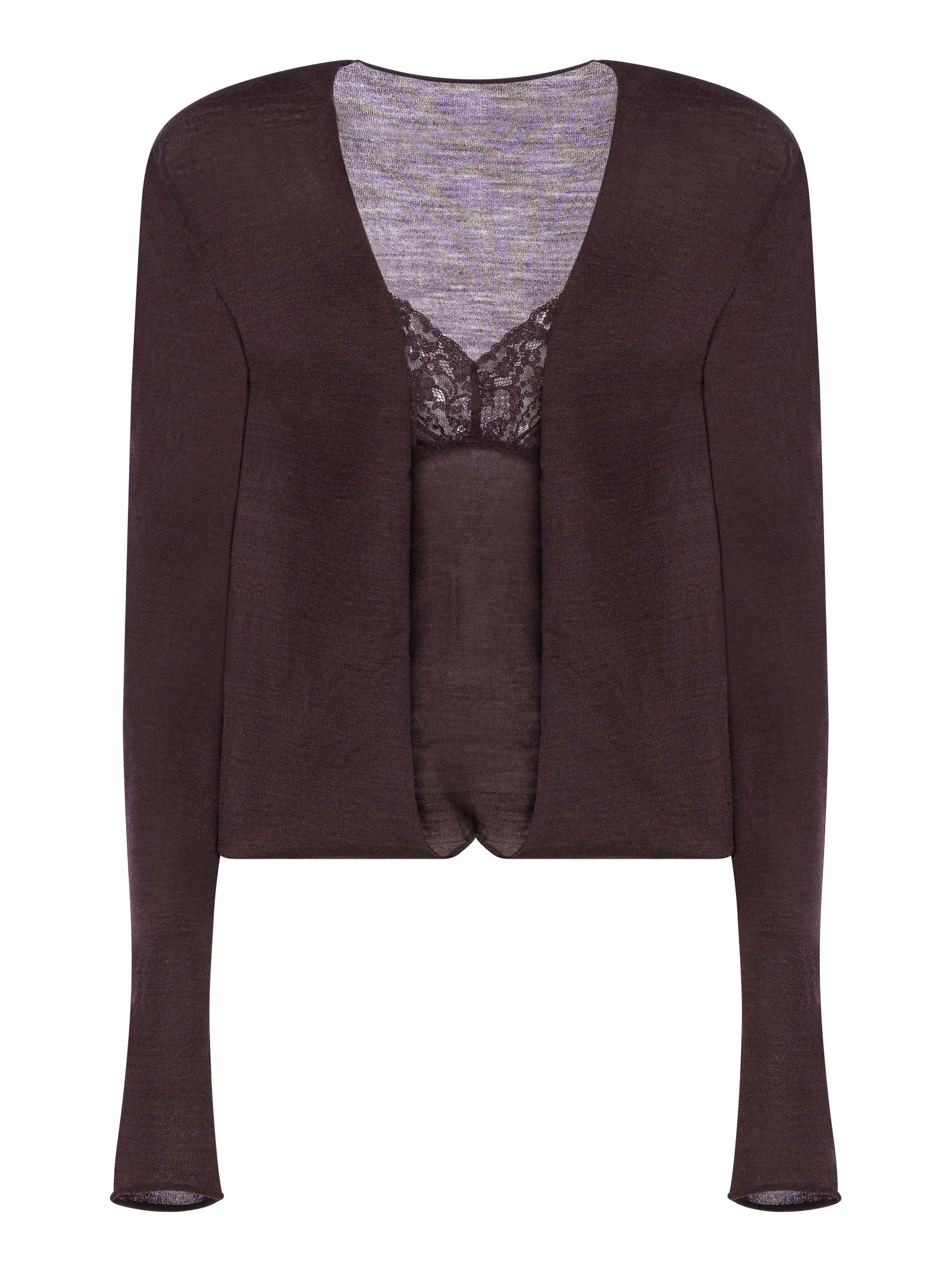 ALBERTA FERRETTI Elegant V-Neck Sweater with Lace Insert - Women's Size Available