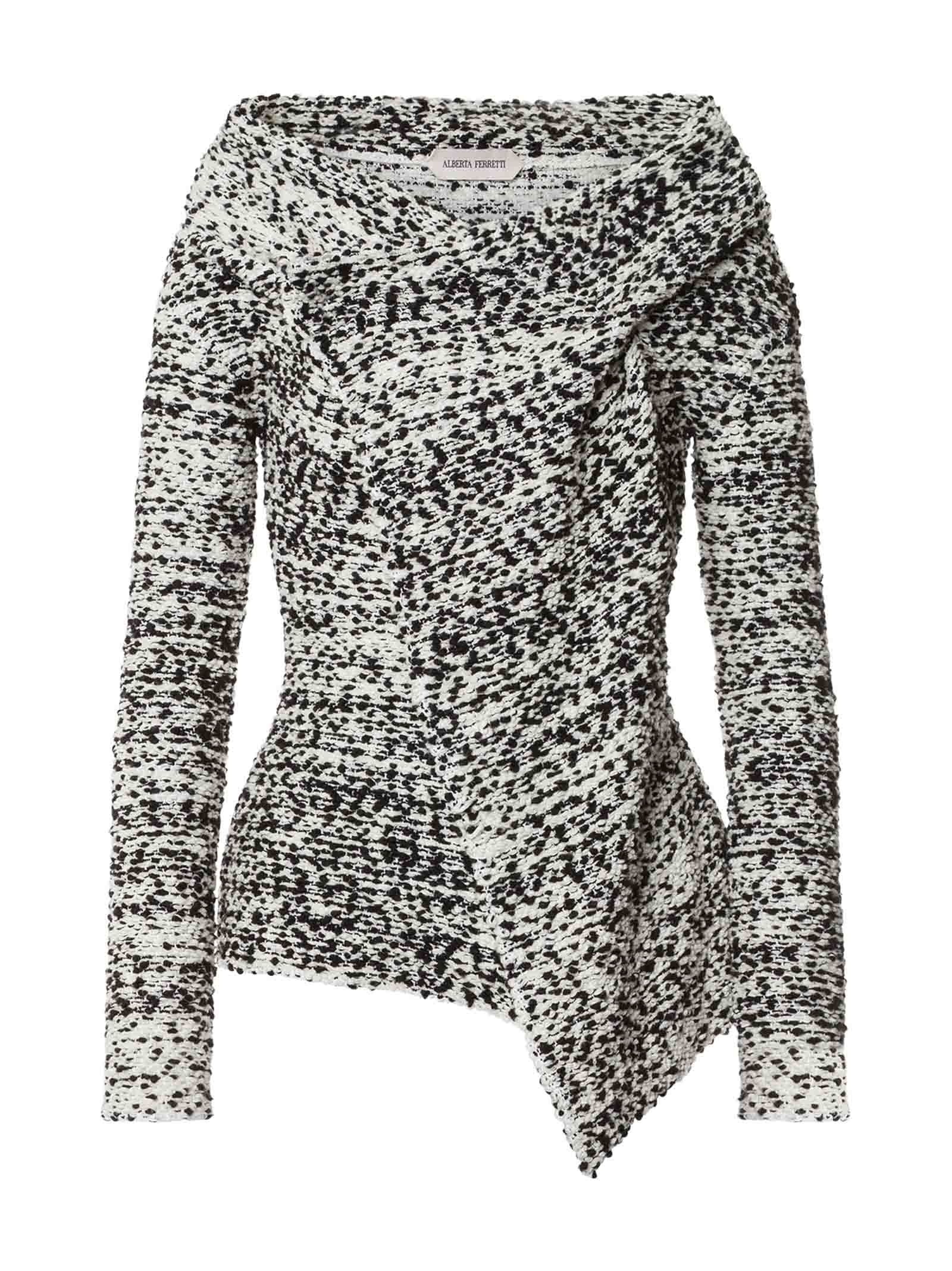 ALBERTA FERRETTI Asymmetric Bouclé Wool Knit Jacket for Women