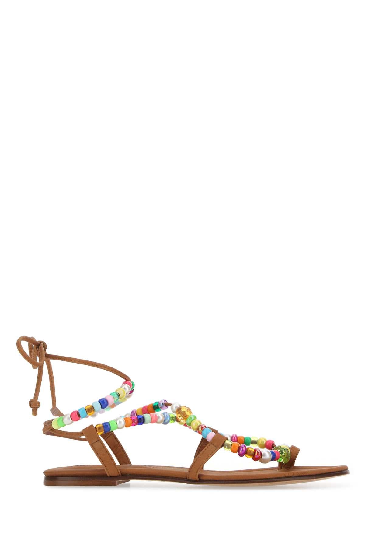 ALAMEDA TURQUESA Embellished Synthetic Leather Alegria Sandals for Women