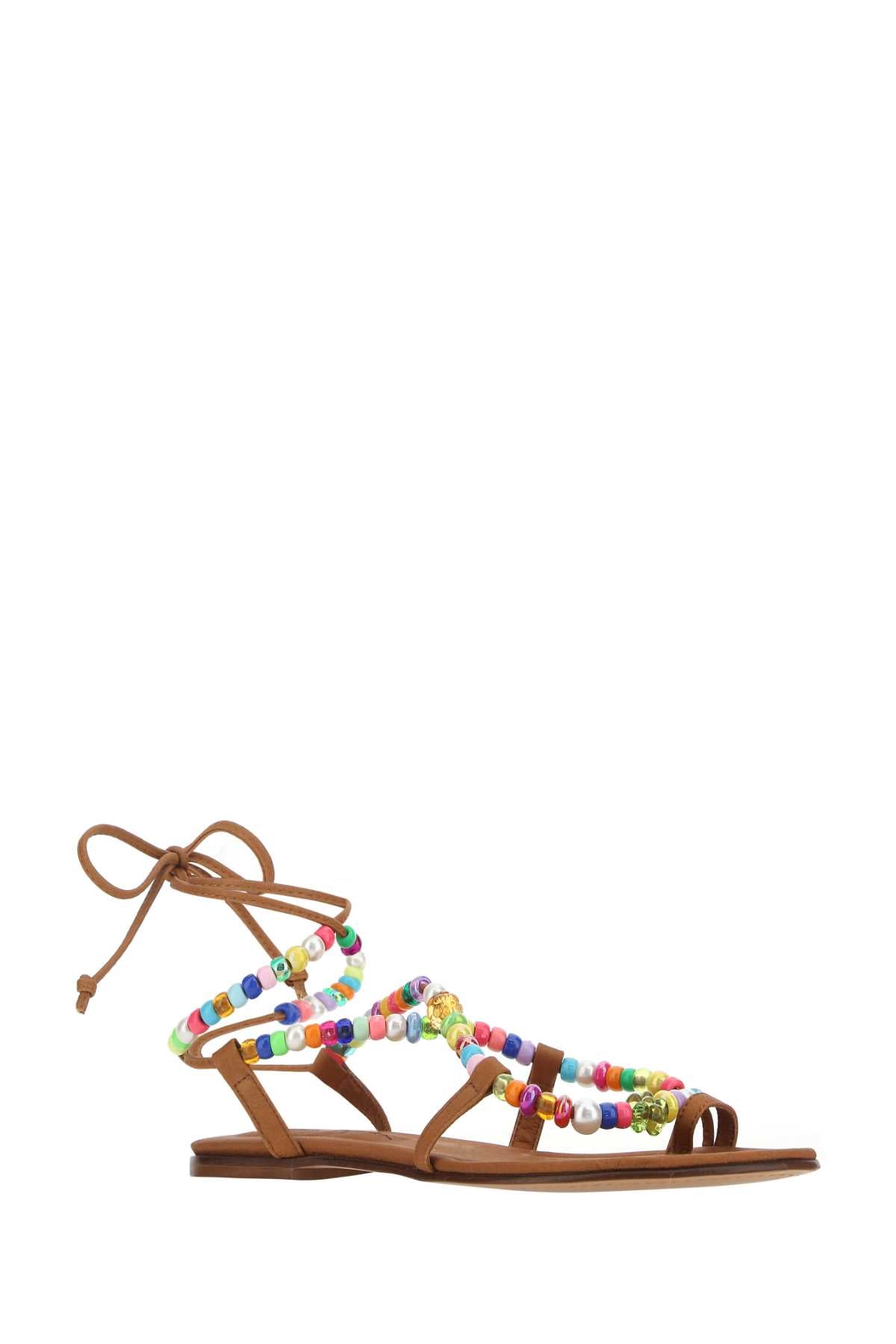 ALAMEDA TURQUESA Embellished Synthetic Leather Alegria Sandals for Women