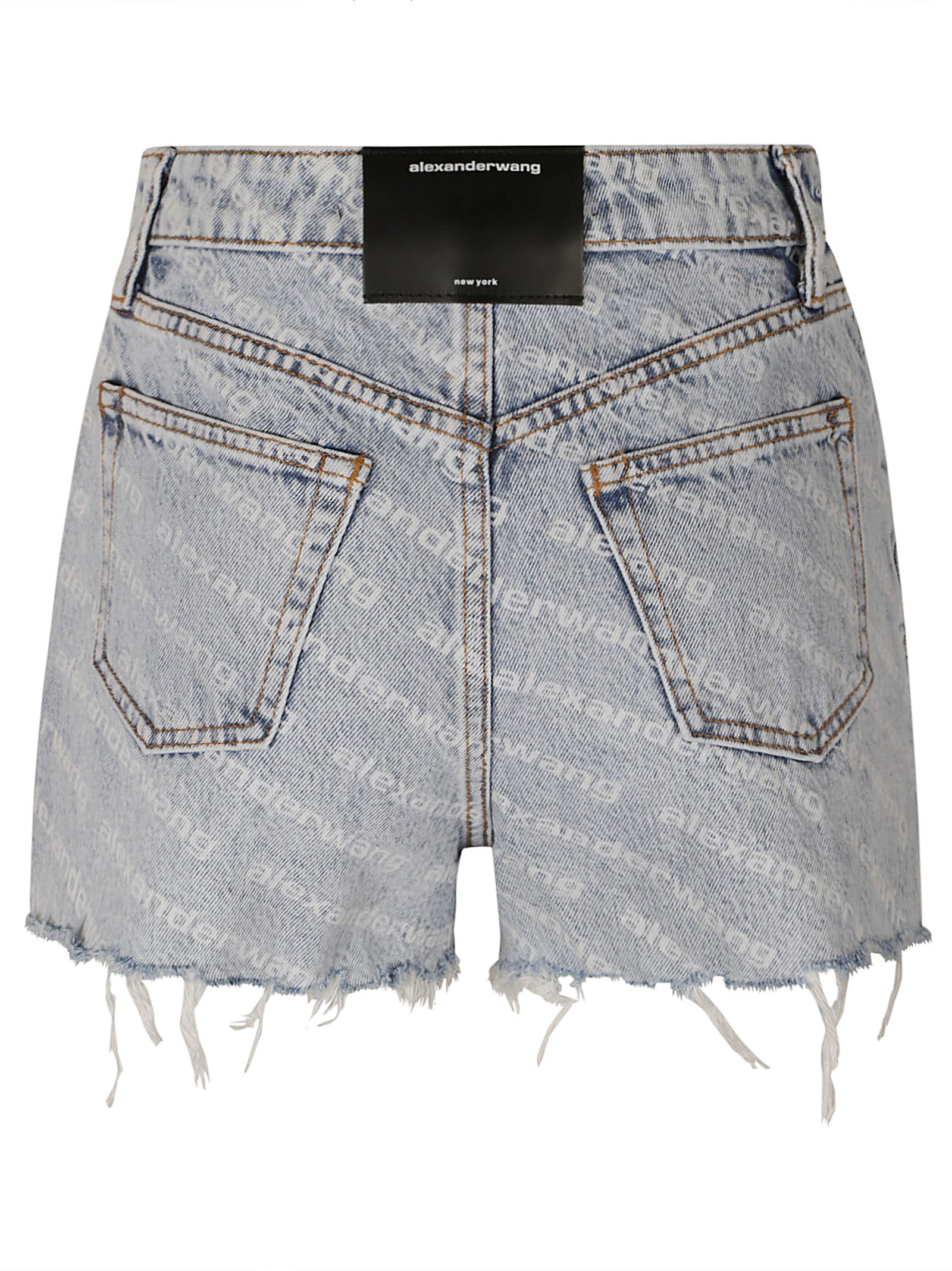 ALEXANDER WANG High-Waisted Frayed Edge Denim Shorts