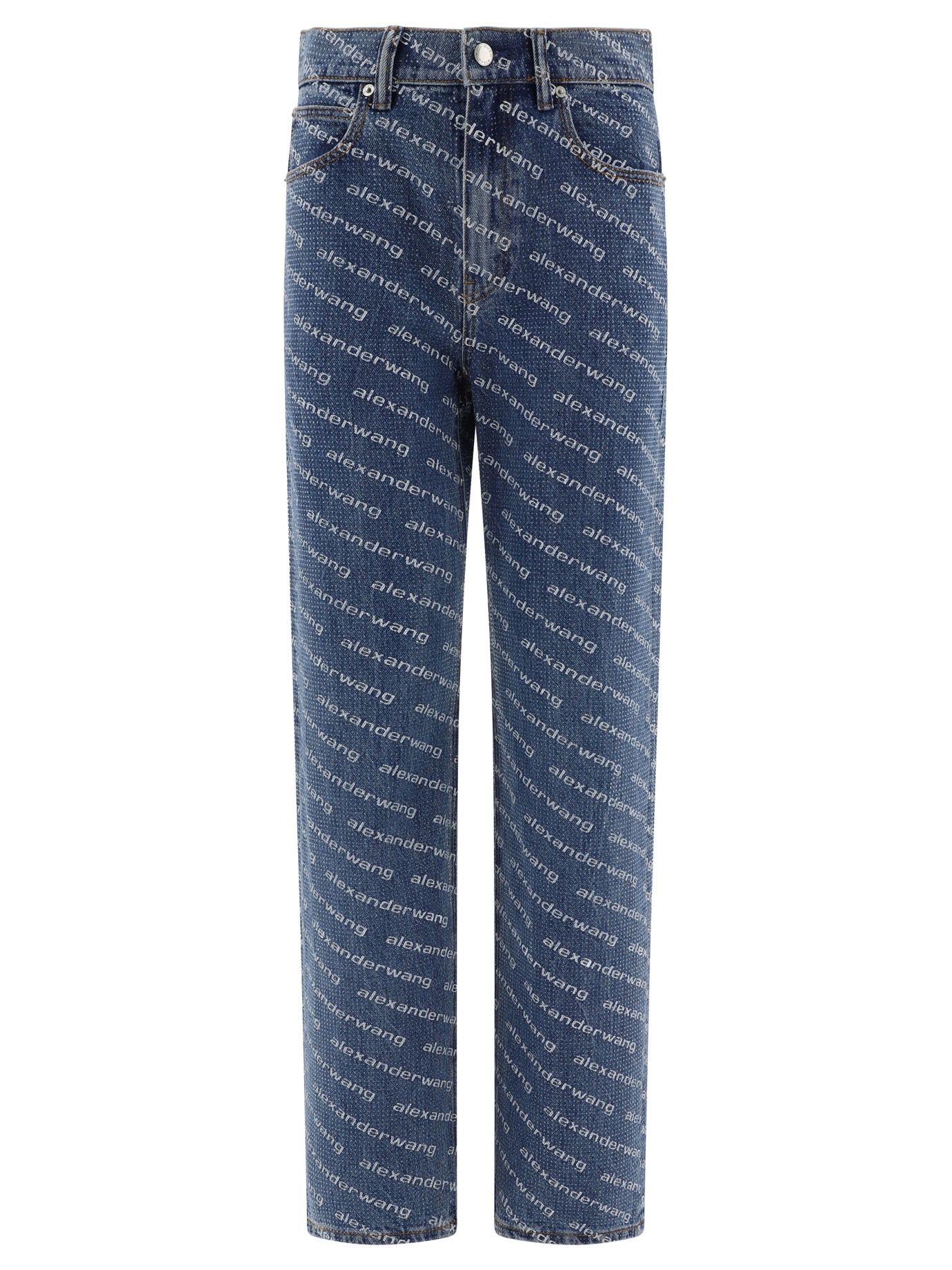 ALEXANDER WANG Relaxed Fit Jeans with Logo Crystal Hotfix