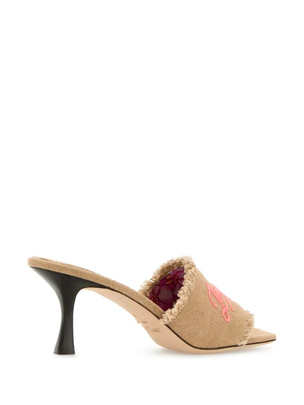 JIMMY CHOO Embroidered Fringe Trim Square Toe Sandals 70mm