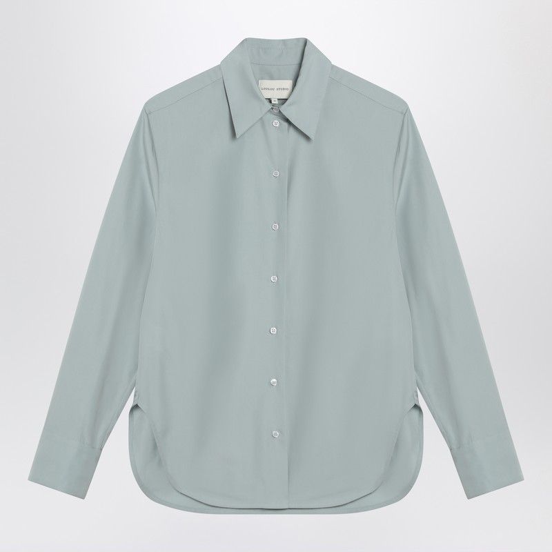 LOULOU STUDIO Women's Cotton Fog Shirt with Long Sleeves and Buttoned Cuffs