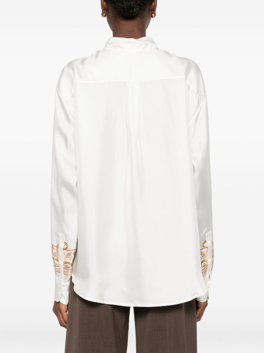 PIERRE LOUIS MASCIA Embroidered Silk Long Sleeve Shirt