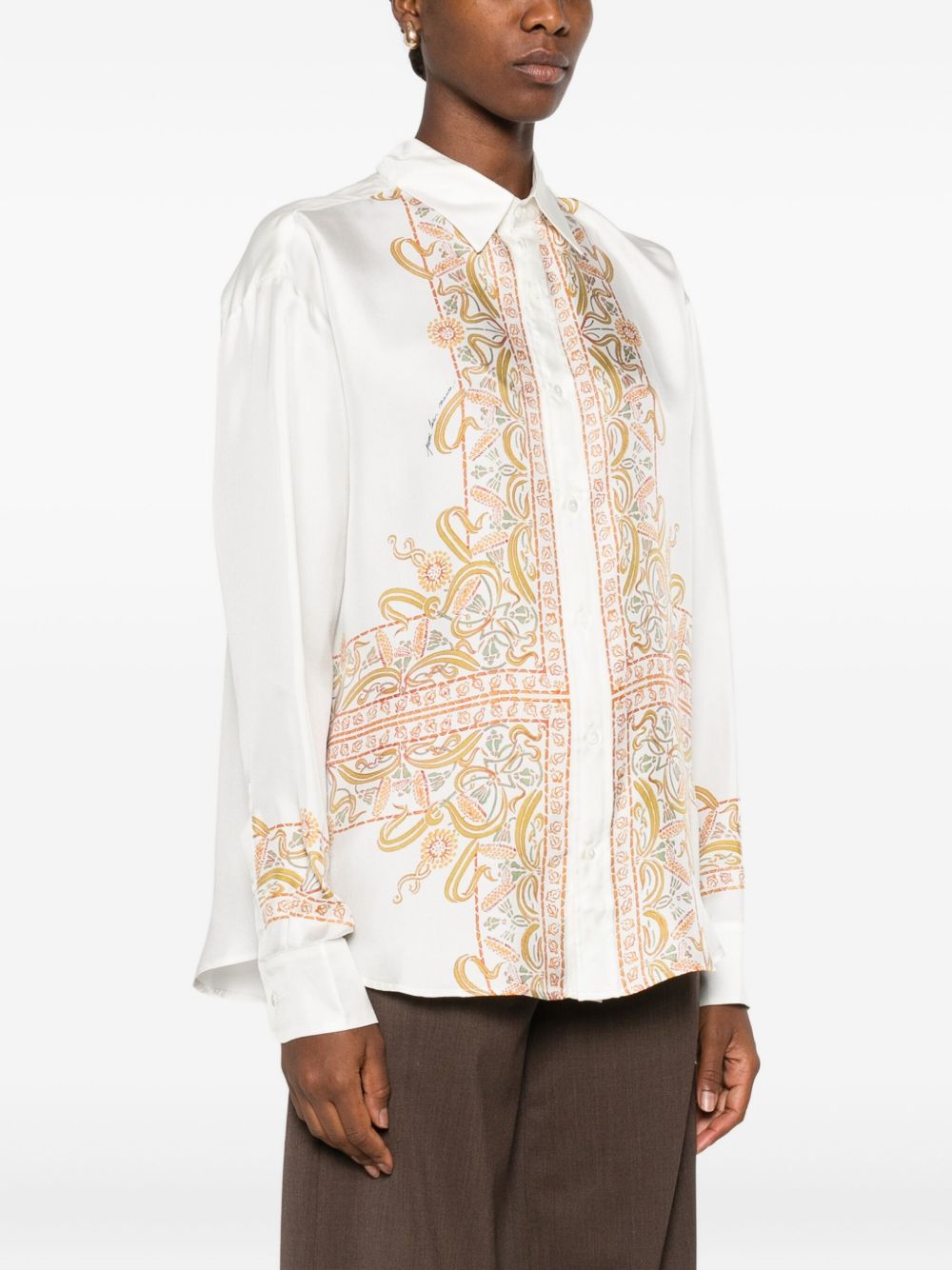 PIERRE LOUIS MASCIA Embroidered Silk Long Sleeve Shirt
