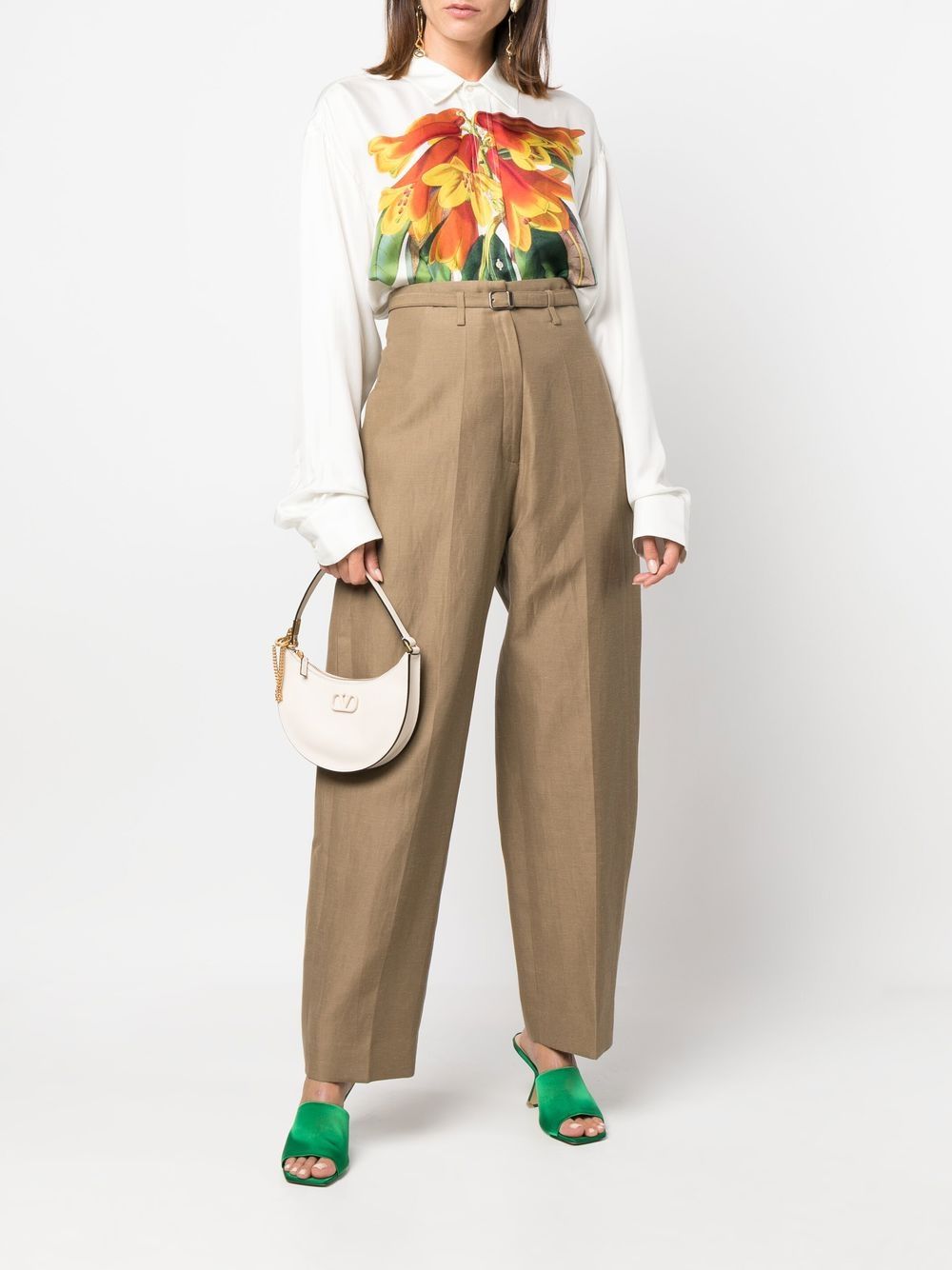 PIERRE LOUIS MASCIA Silk Floral Print Blouse with Classic Collar