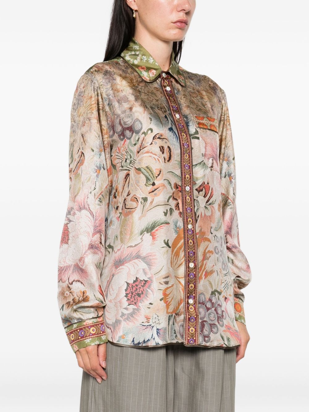 PIERRE LOUIS MASCIA Printed Silk Long Sleeve Shirt