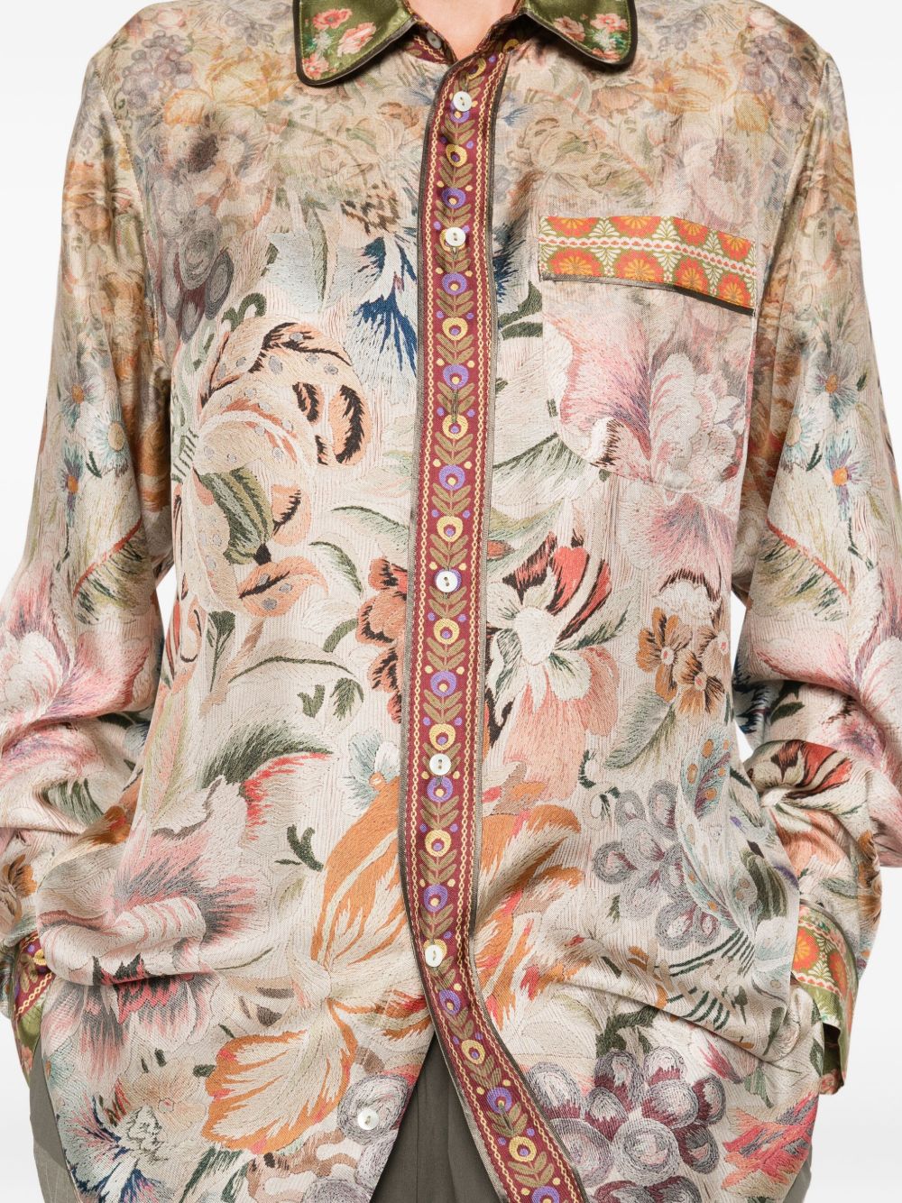 PIERRE LOUIS MASCIA Printed Silk Long Sleeve Shirt