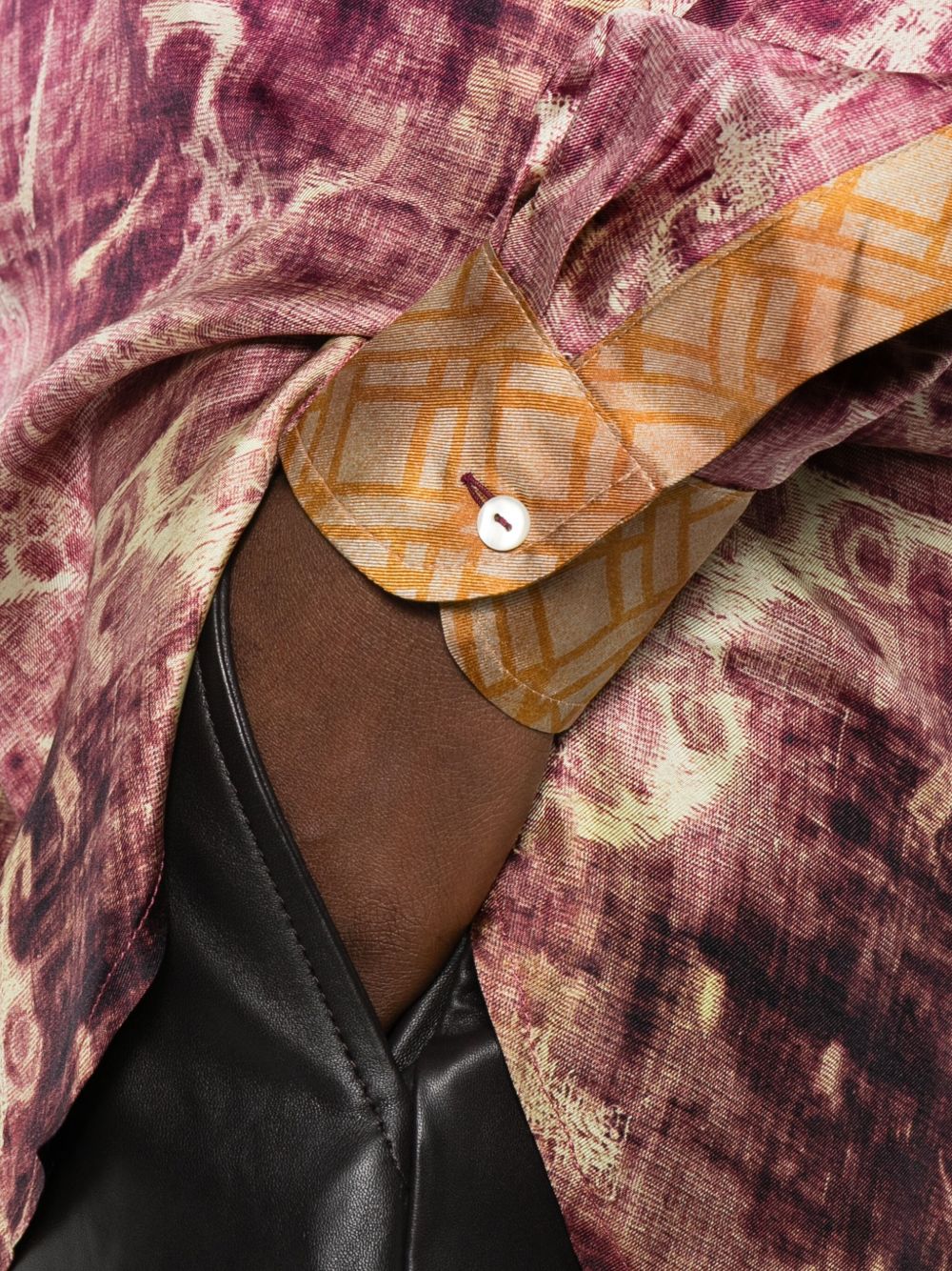 PIERRE LOUIS MASCIA Printed Silk Shirt with Mandarin Collar