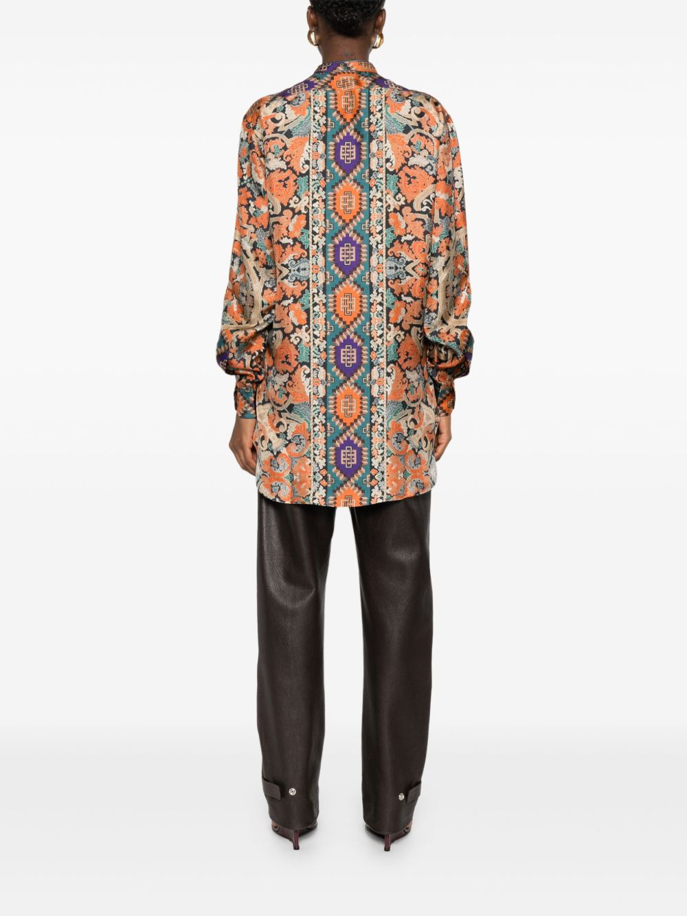 PIERRE LOUIS MASCIA Printed Silk Shirt with Mandarin Collar for Women
