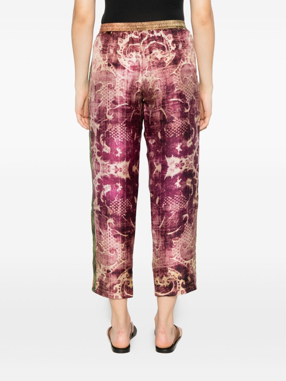 PIERRE LOUIS MASCIA Cropped Silk Trousers with Drawstring Fastening