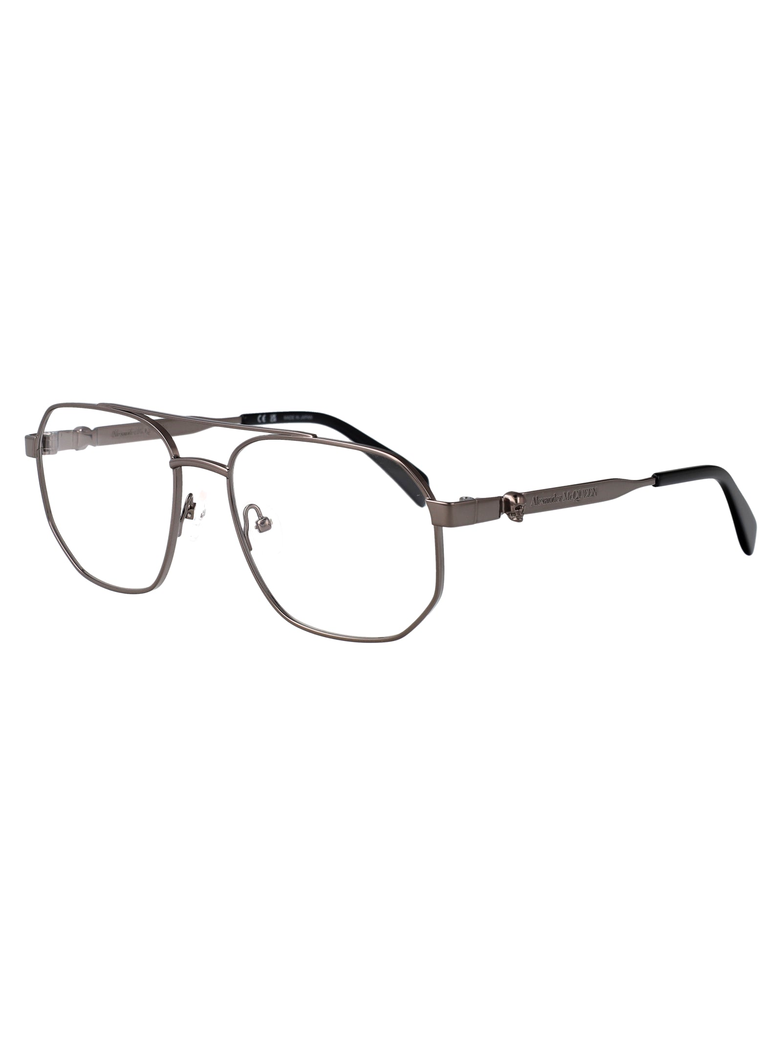 ALEXANDER MCQUEEN Ruthenium Metal Optical Glasses for Women