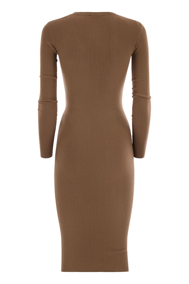 ELISABETTA FRANCHI Ribbed Knit Sheath Dress with Pocket