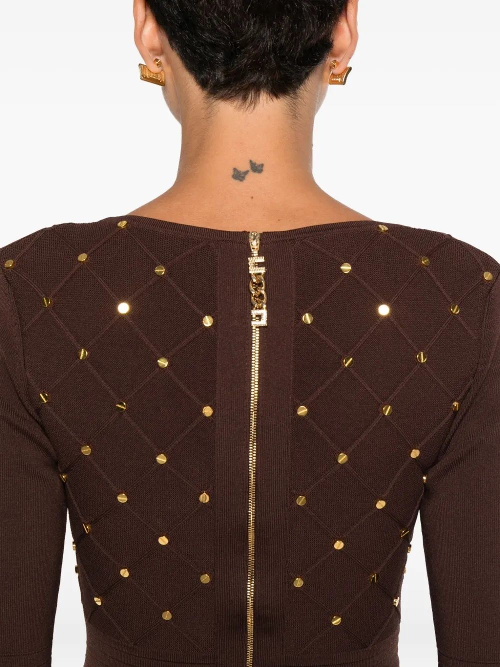 ELISABETTA FRANCHI Embellished V-Neck Mini Dress