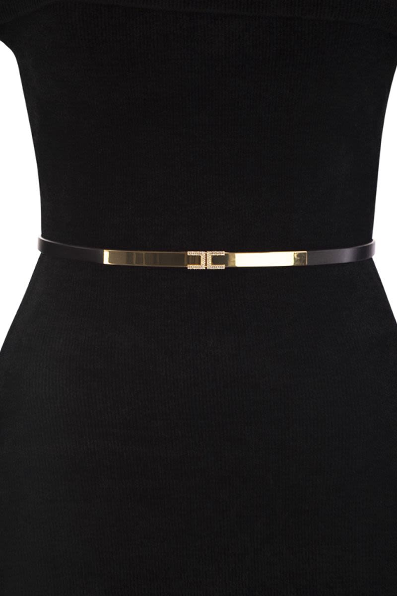 ELISABETTA FRANCHI Red Carpet Chenille Dress with Belt - Slim Fit