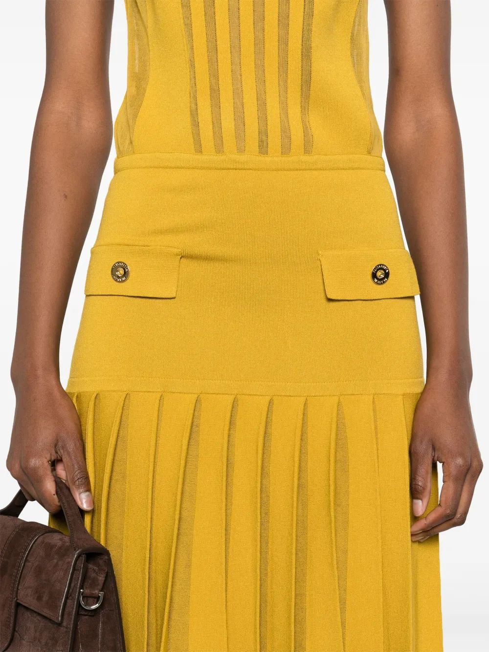 ELISABETTA FRANCHI Semi Sheer-Panel Knit Midi Dress