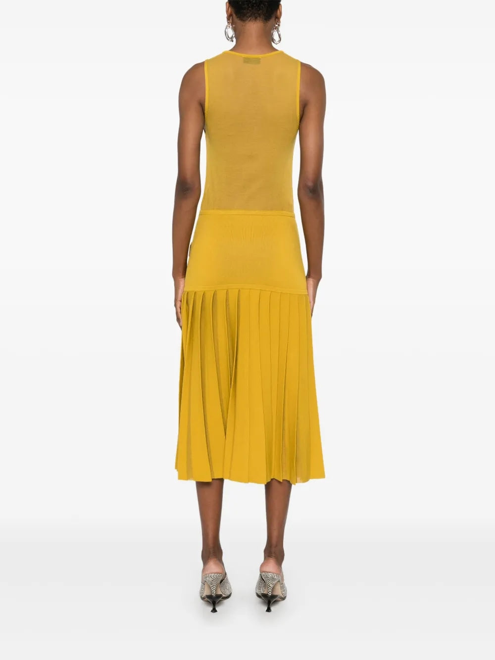 ELISABETTA FRANCHI Semi Sheer-Panel Knit Midi Dress