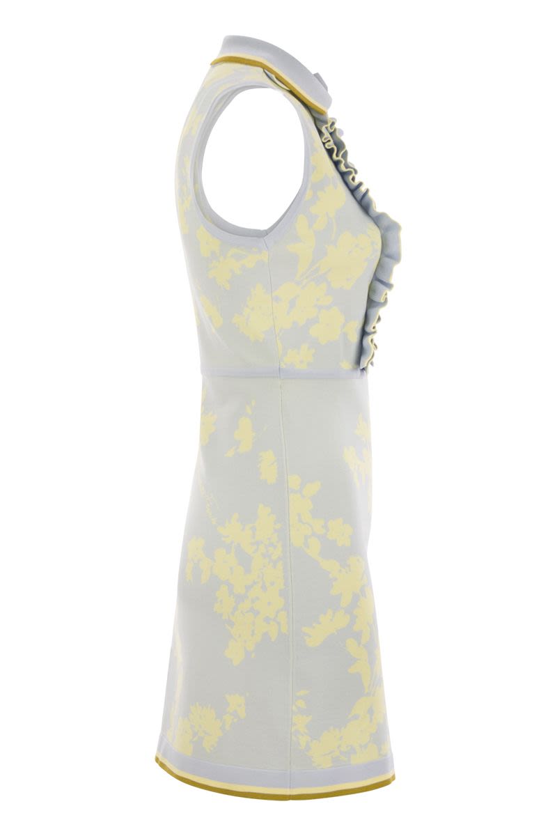 ELISABETTA FRANCHI Floral Jacquard Mini Dress with Ruffles