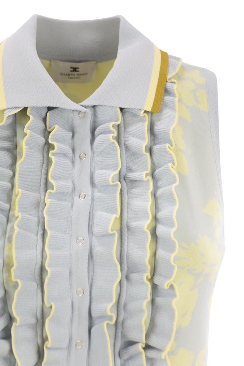 ELISABETTA FRANCHI Floral Jacquard Mini Dress with Ruffles