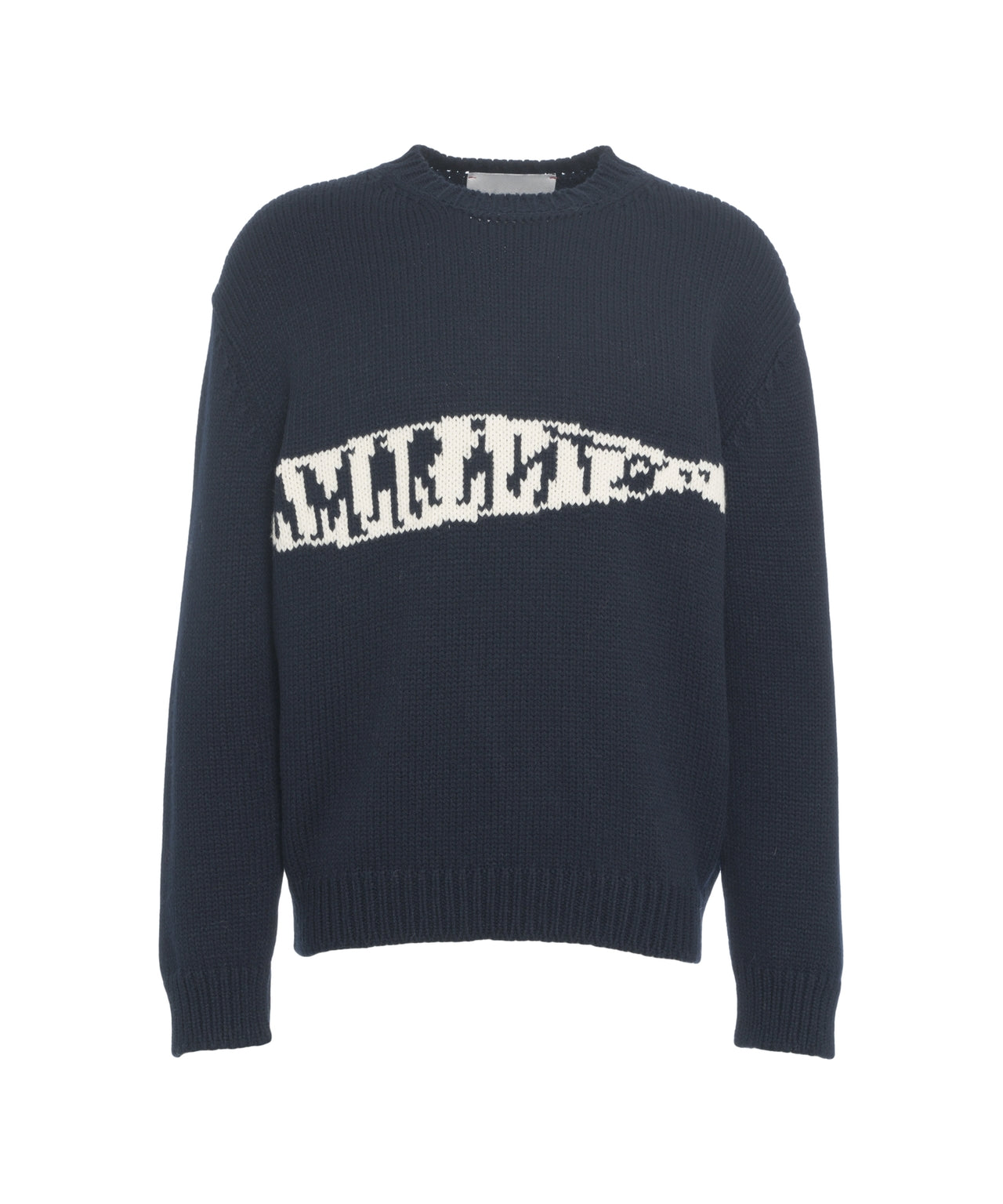 AMARANTO Oversized Knit Sweater with Intarsia Logo