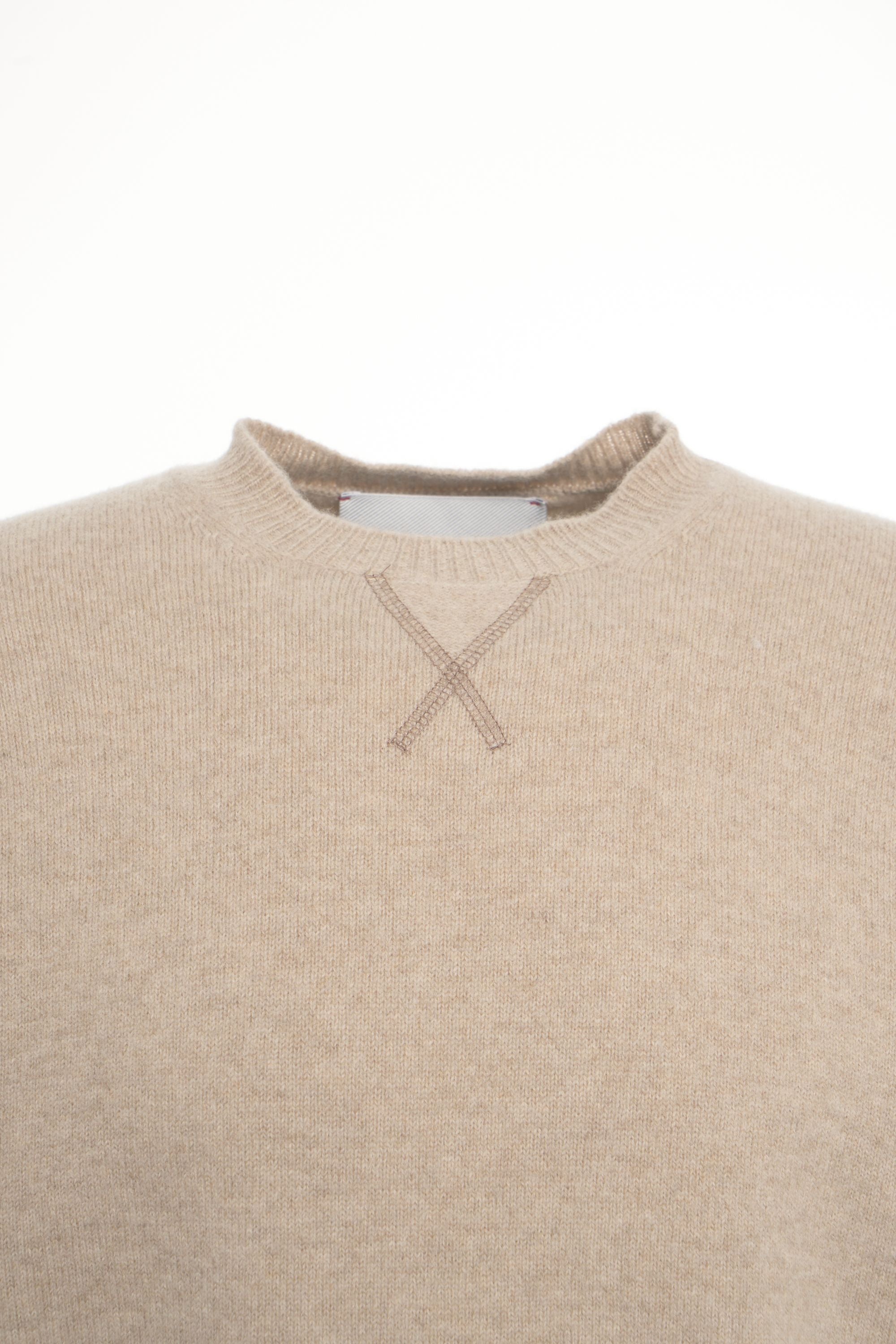 AMARANTO Beige Wool Pullover - Men's High-Quality Knitwear