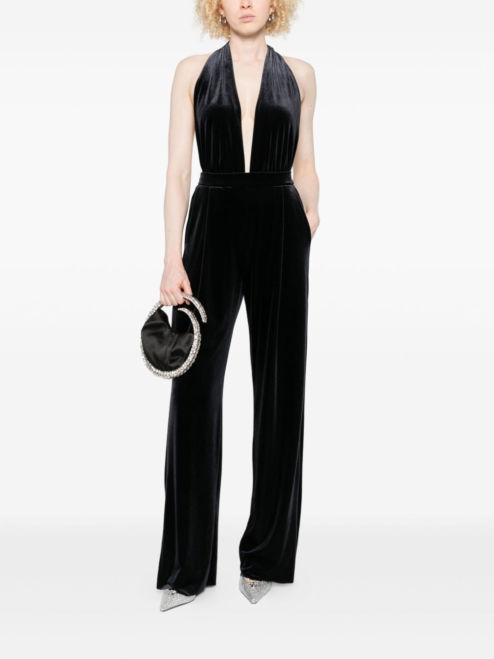 AMAZUIN Elegant Deep Neckline Jumpsuit for Women