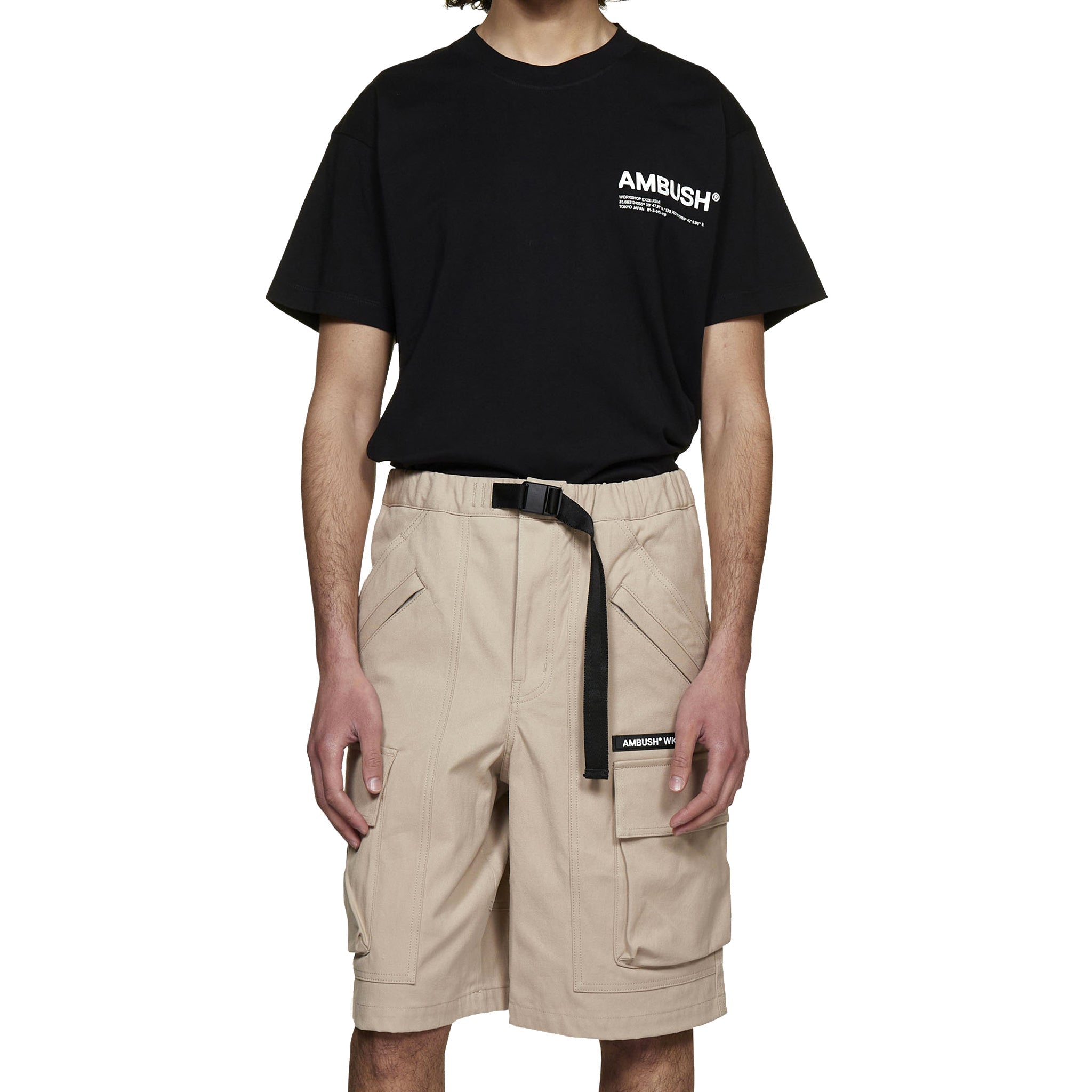 AMBUSH Men's Cotton Bermuda Shorts with Elastic Waistband and Removable Belt