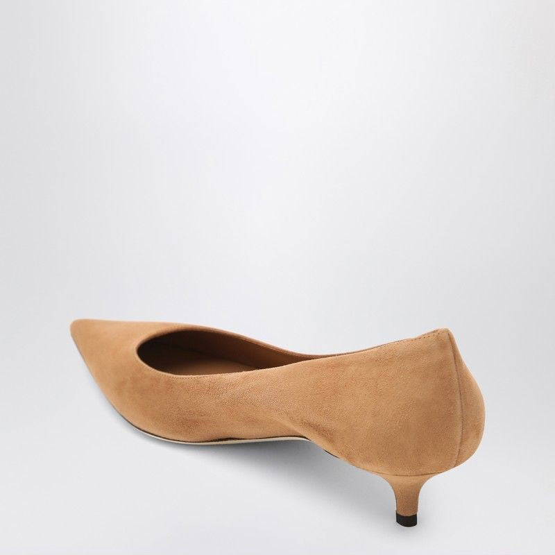 JIMMY CHOO Pointed Design Suede Pumps with Low Stiletto Heel