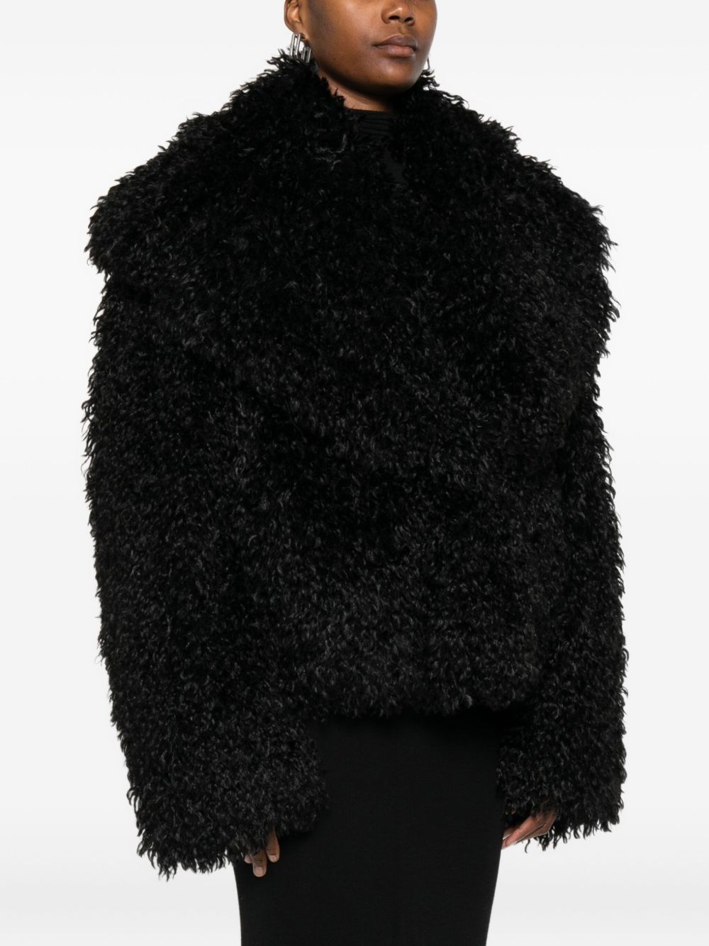 AMEN Cropped Faux Fur Mini Jacket