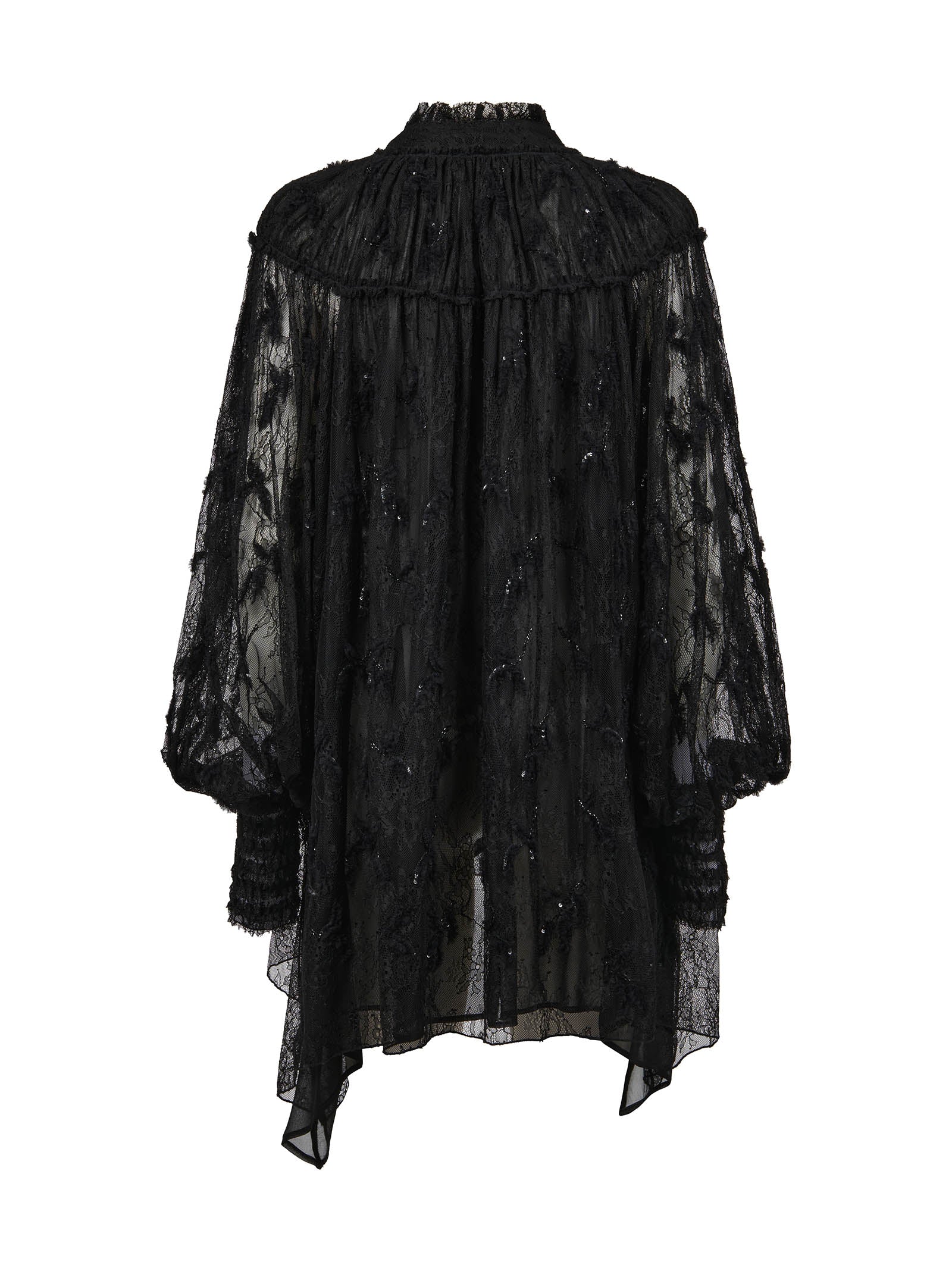 AMEN Floral Lace Blouse with Asymmetric Hem for Women