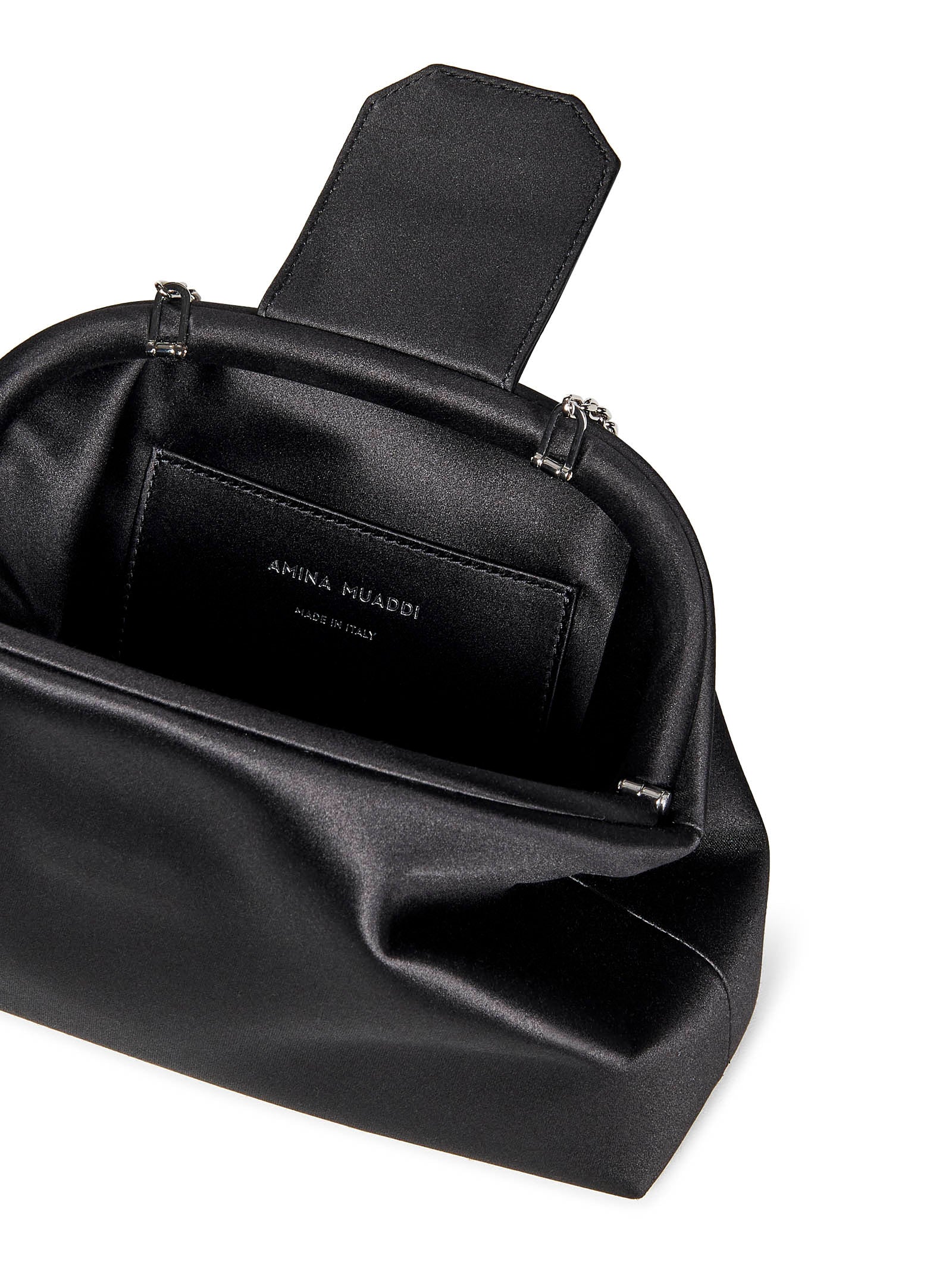 AMINA MUADDI Mini Handbag with Mirrored Accessory and Chain Strap