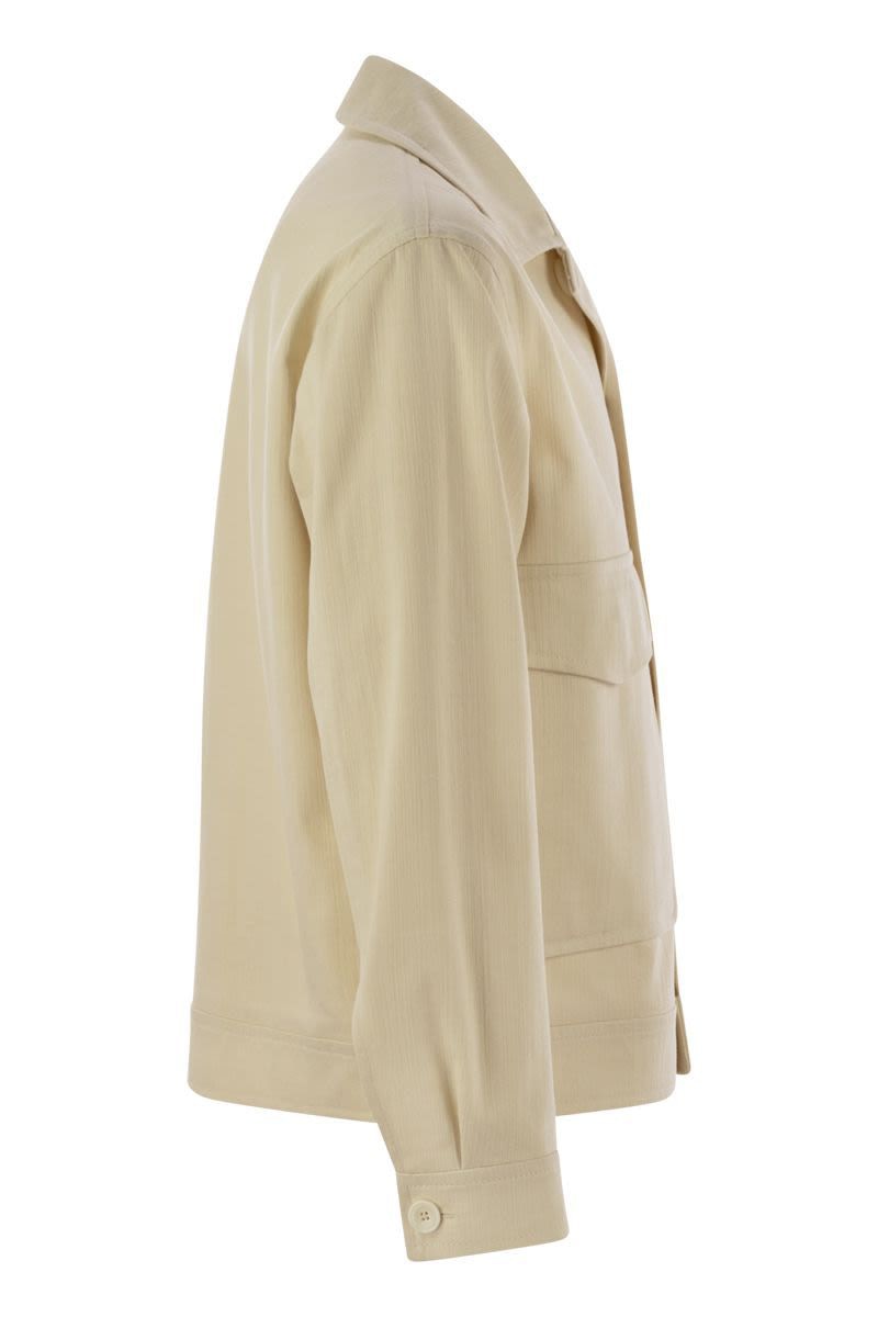 TAGLIATORE Men's Regular Fit Stretch Cotton Blend Jacket with Mini Lapel