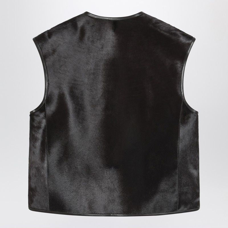 LOULOU STUDIO Pony-Effect Leather Crew Neck Gilet