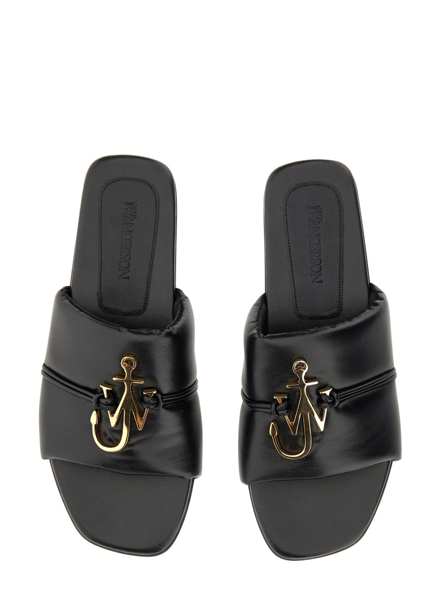 JW ANDERSON Logo Slide Sandal with Central Strap - Heel: 1 cm