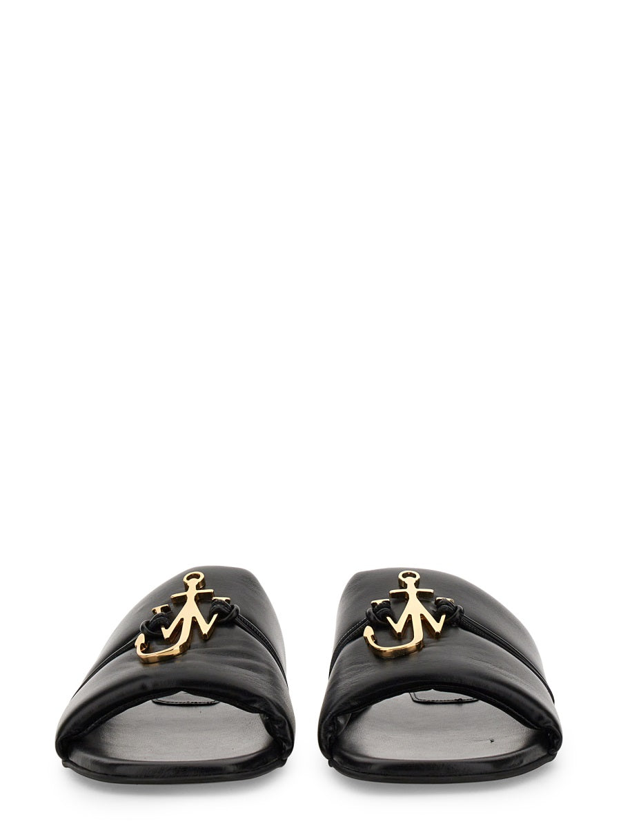 JW ANDERSON Logo Slide Sandal with Central Strap - Heel: 1 cm