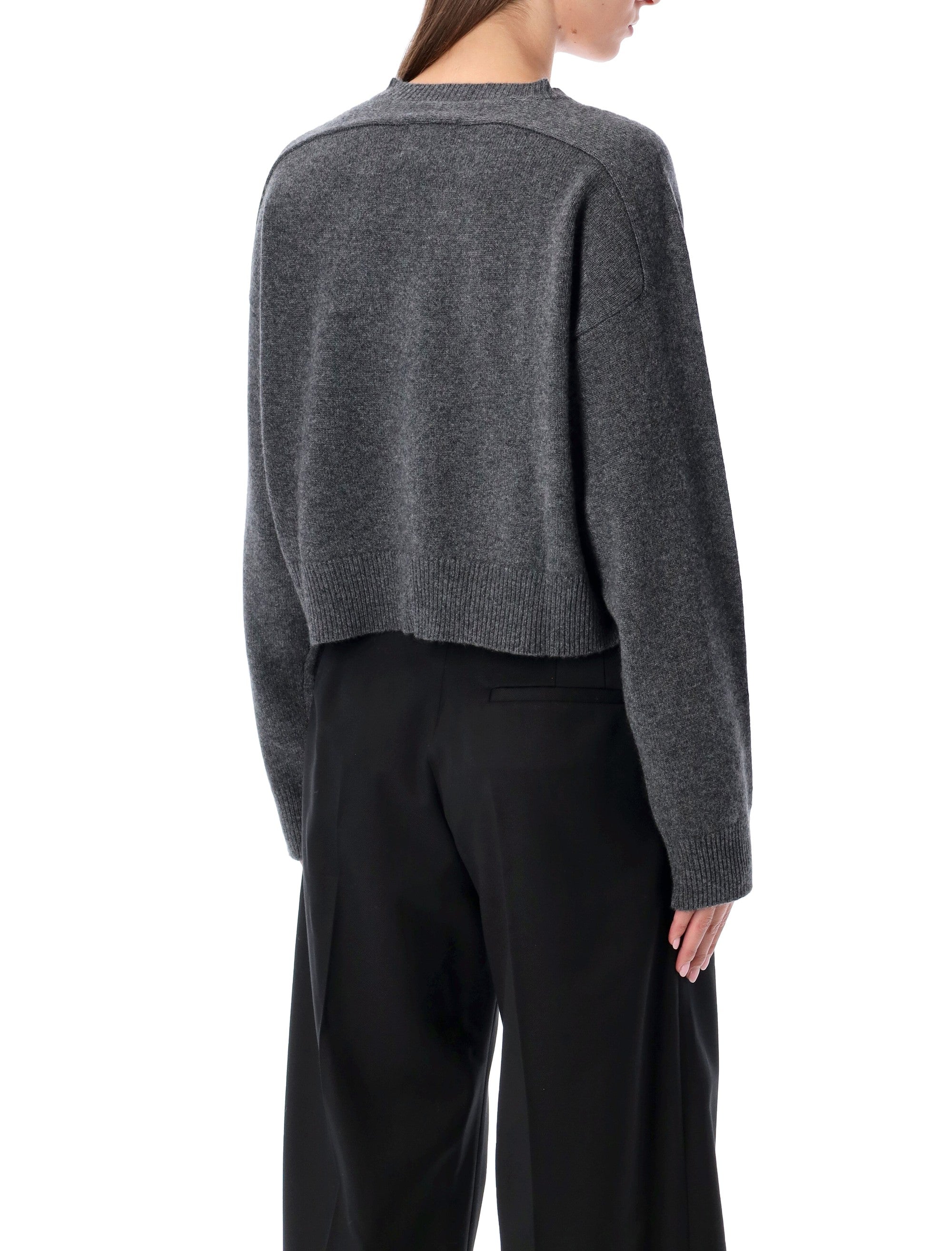 LOULOU Cropped Cashmere V-Neck Sweater
