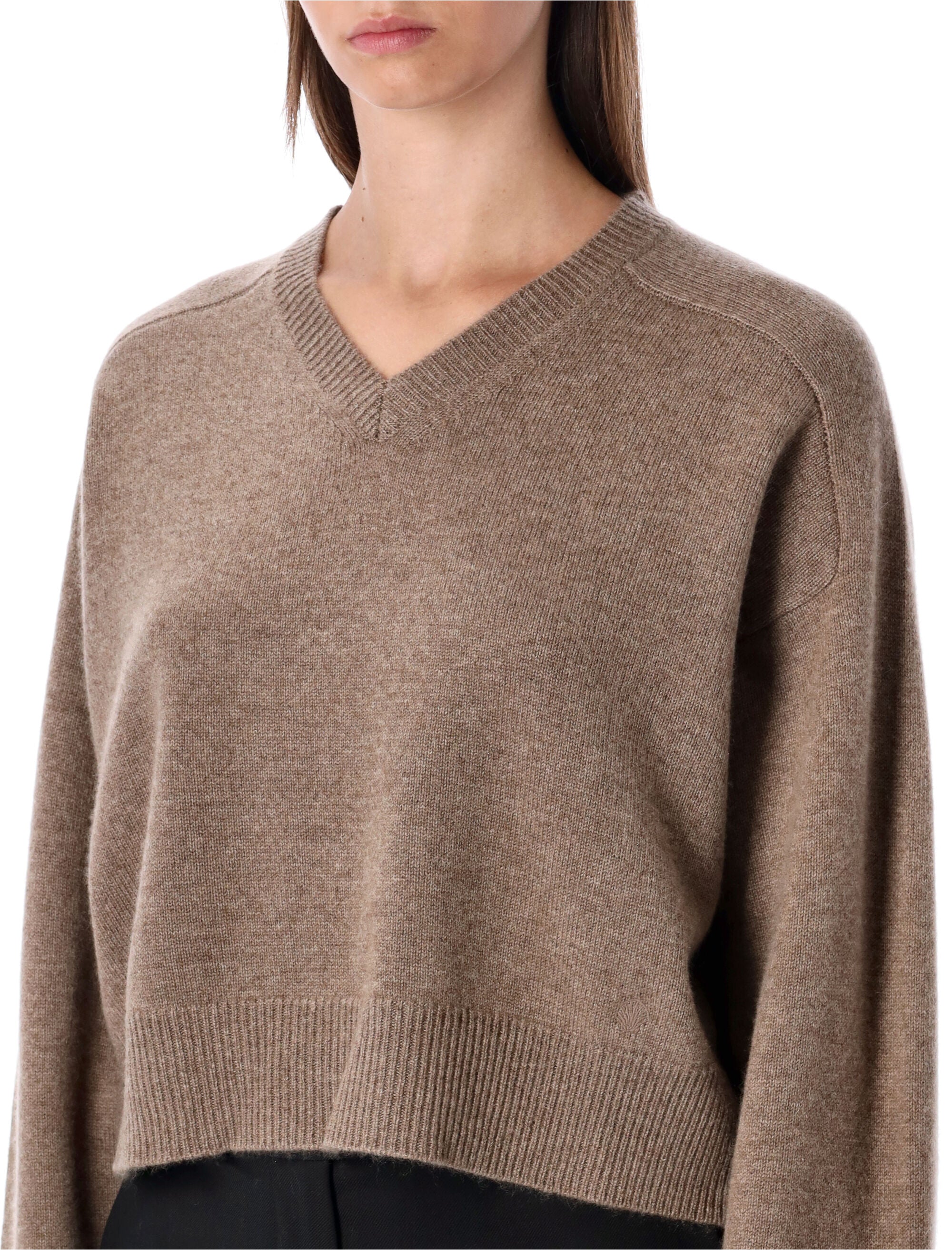 LOULOU Cropped Cashmere V-Neck Sweater - Women's
