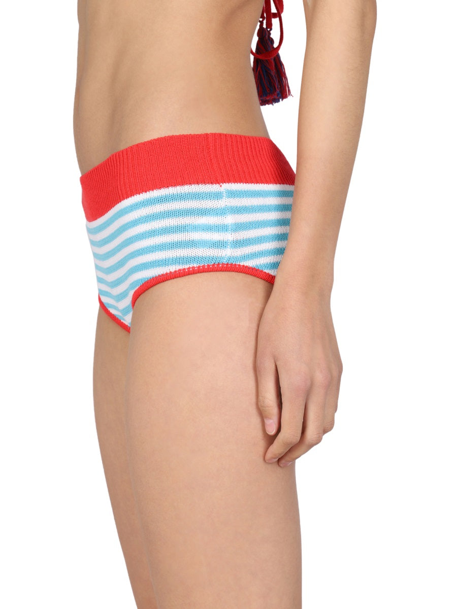 GALLO 1927 Ribbed Hem Striped Mini Bikini Briefs for Women