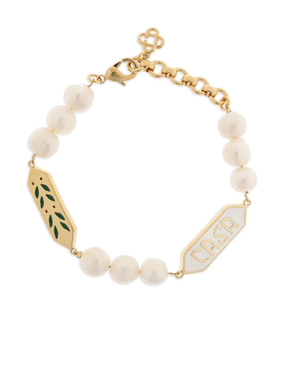 CASABLANCA Embellished Logo-Plaque Bracelet