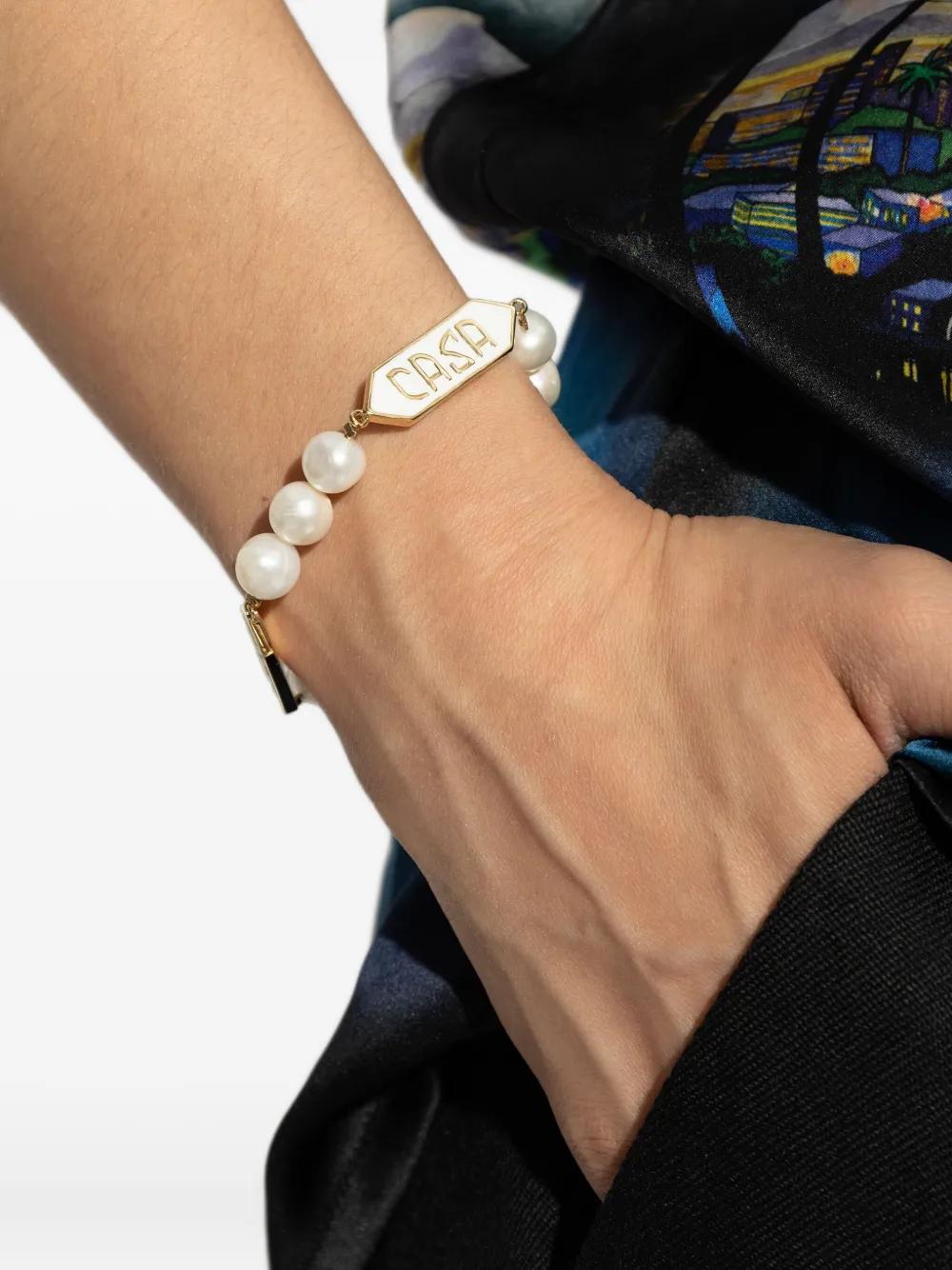 CASABLANCA Embellished Logo-Plaque Bracelet