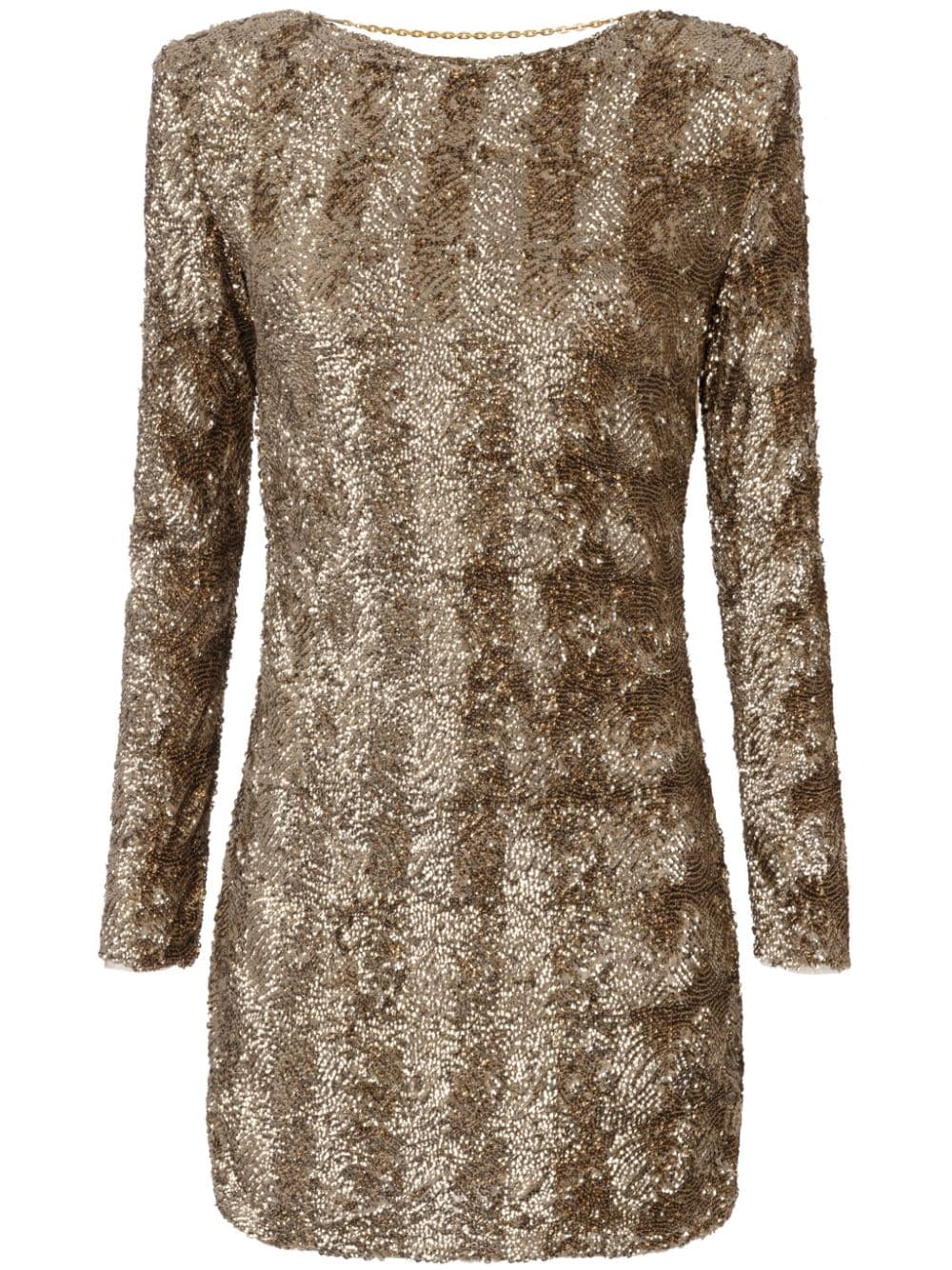 ELISABETTA FRANCHI Mini Sequin Tulle Dress with Shoulder Pads