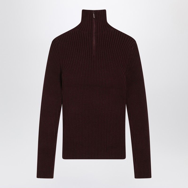 MAX MARA Fitted High Neck Turtleneck Sweater with Half Zip
