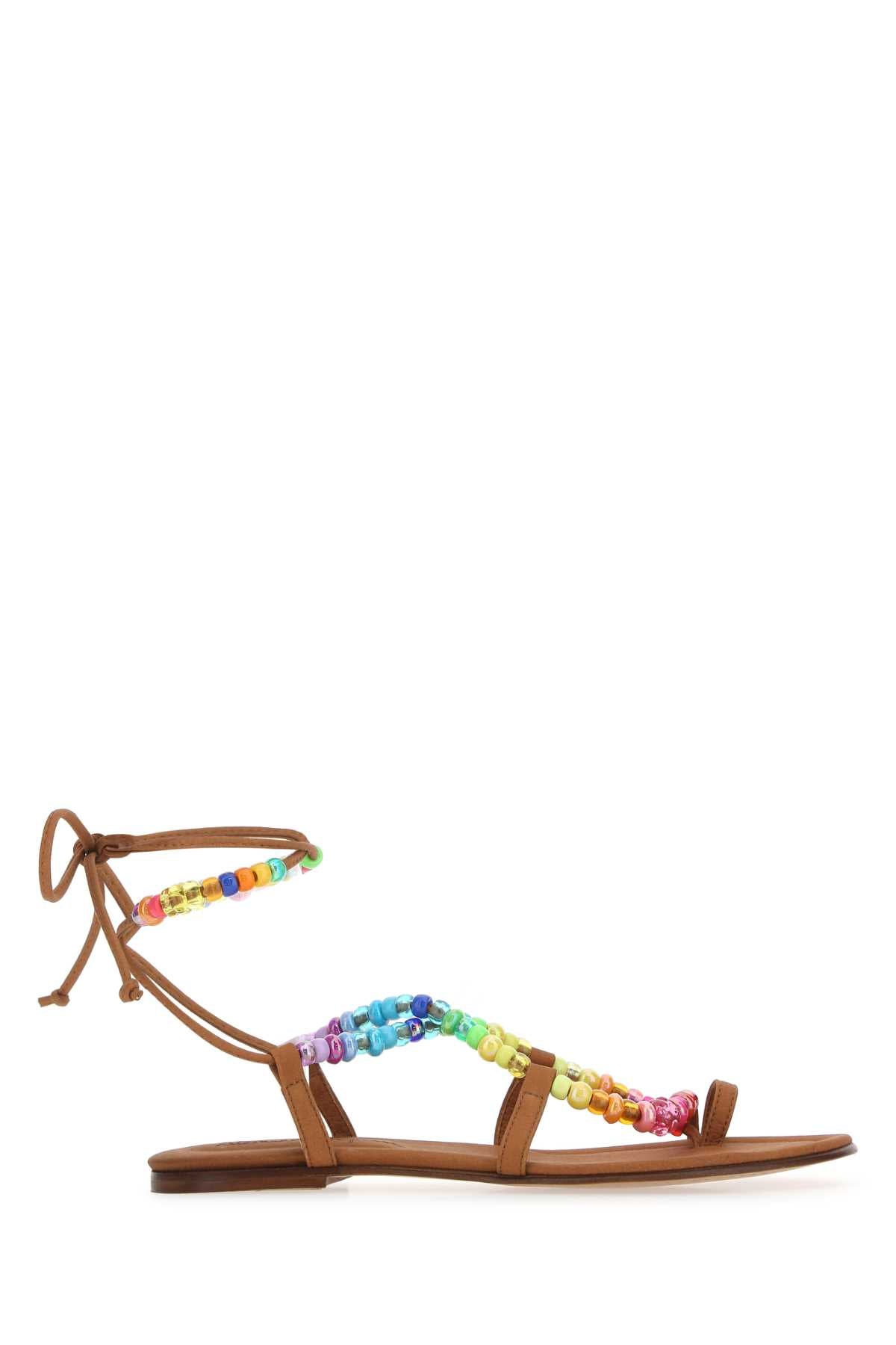ALAMEDA TURQUESA Embellished Synthetic Leather Rainbow Sandals for Women