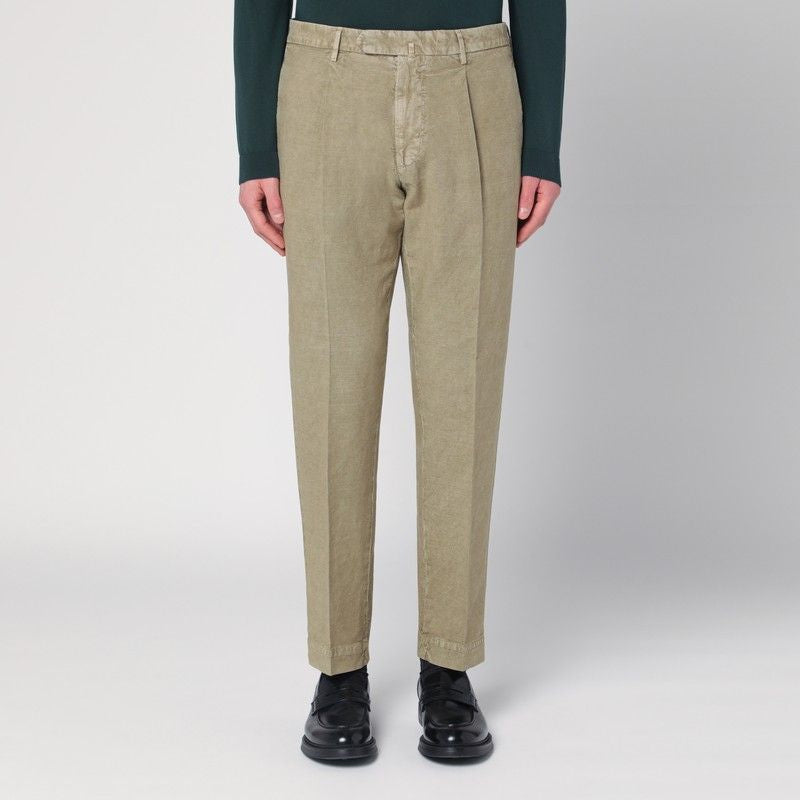SANTANIELLO Men's Cotton and Linen Trousers with Belt Loops
