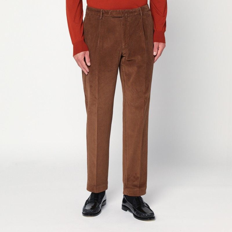 SANTANIELLO Men's Corduroy Trousers with Front Pleats