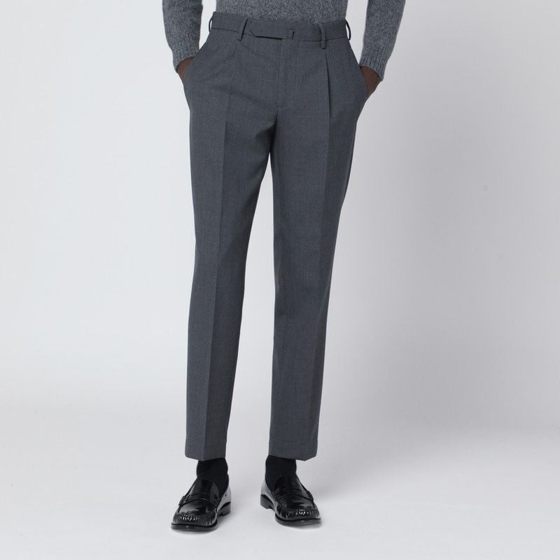 SANTANIELLO Wool Trousers with Front Pleats for Men